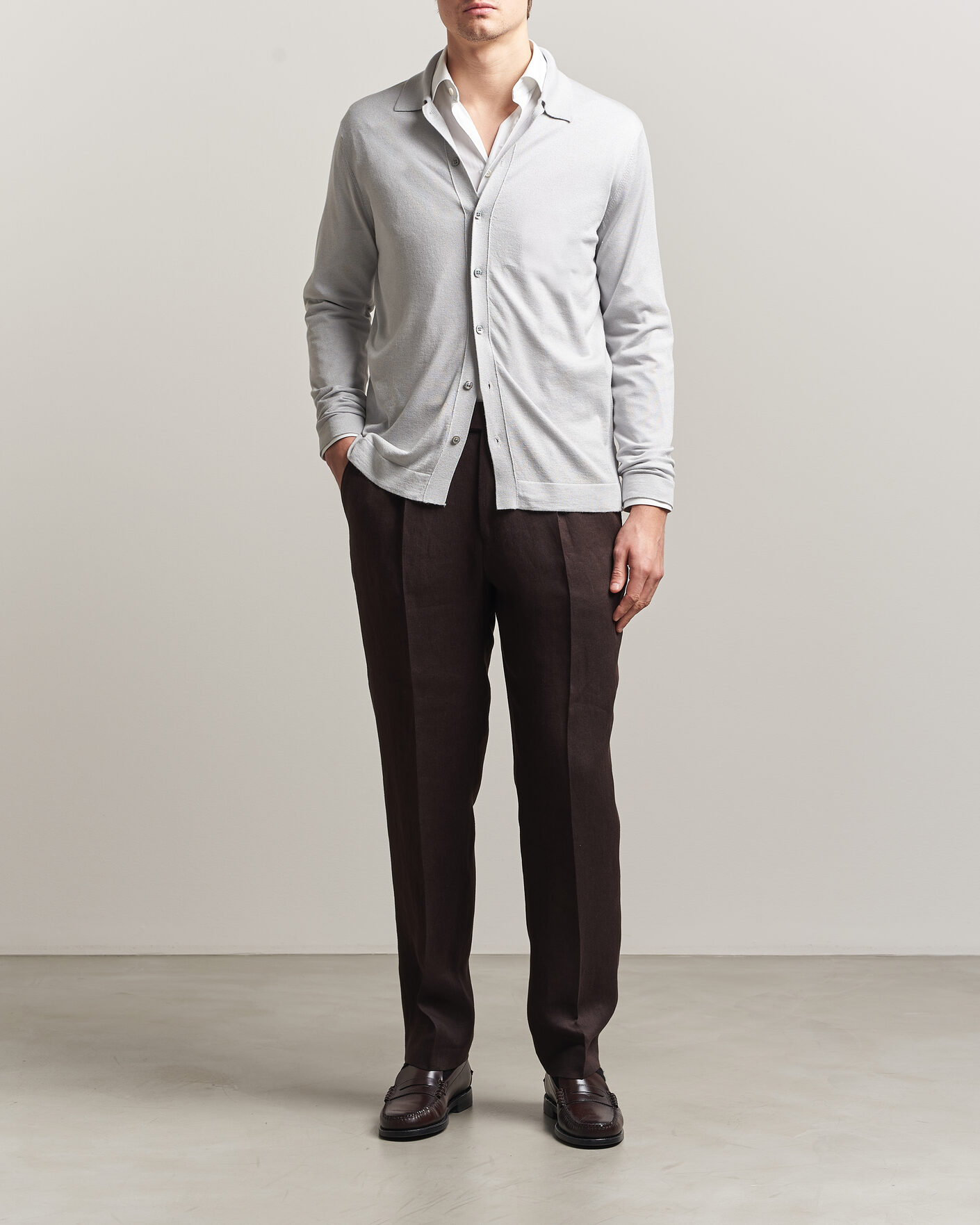 Herre | Trøjer | Stenströms | Silk/Cashmere Cardigan Light Grey