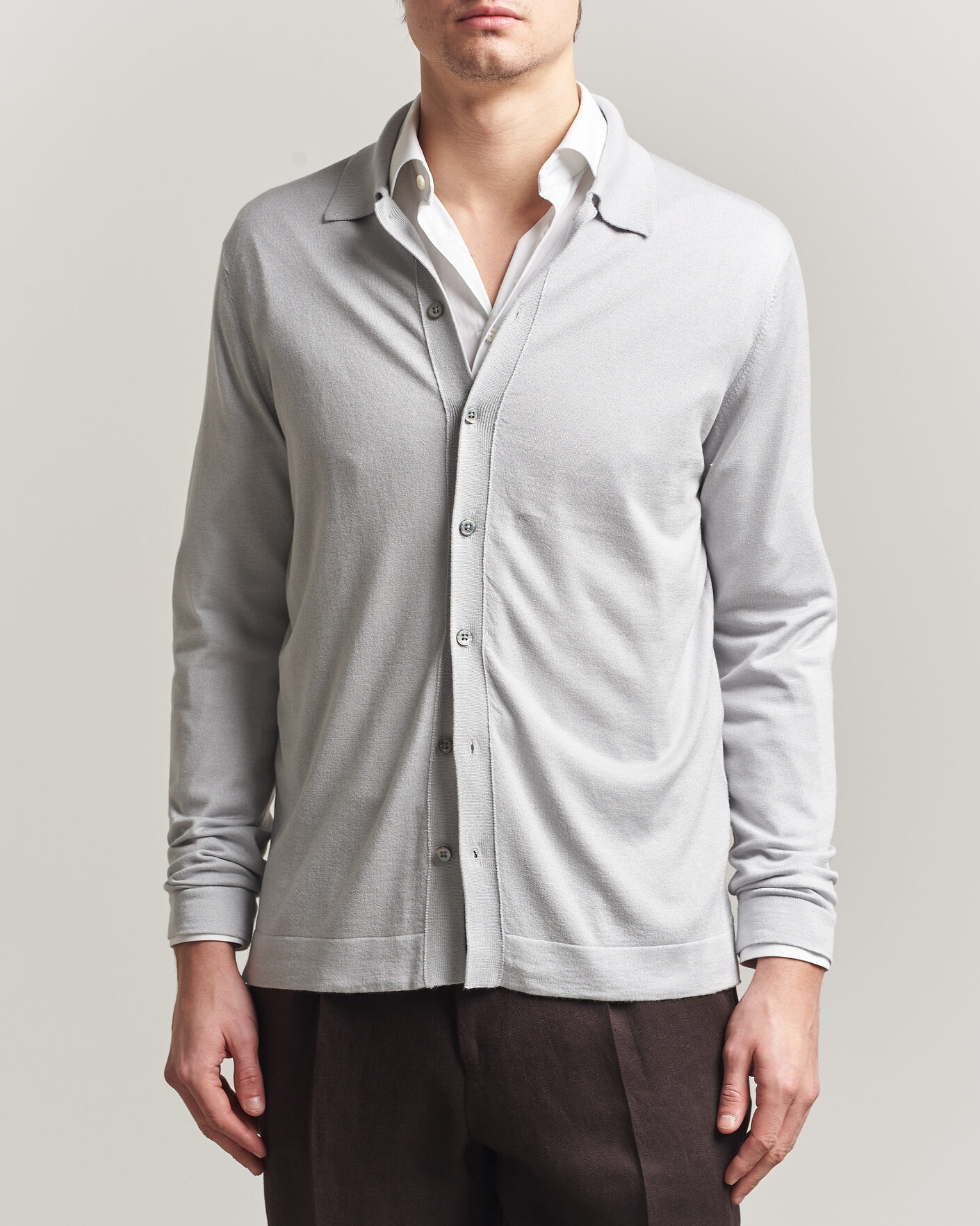 Herre | Trøjer | Stenströms | Silk/Cashmere Cardigan Light Grey