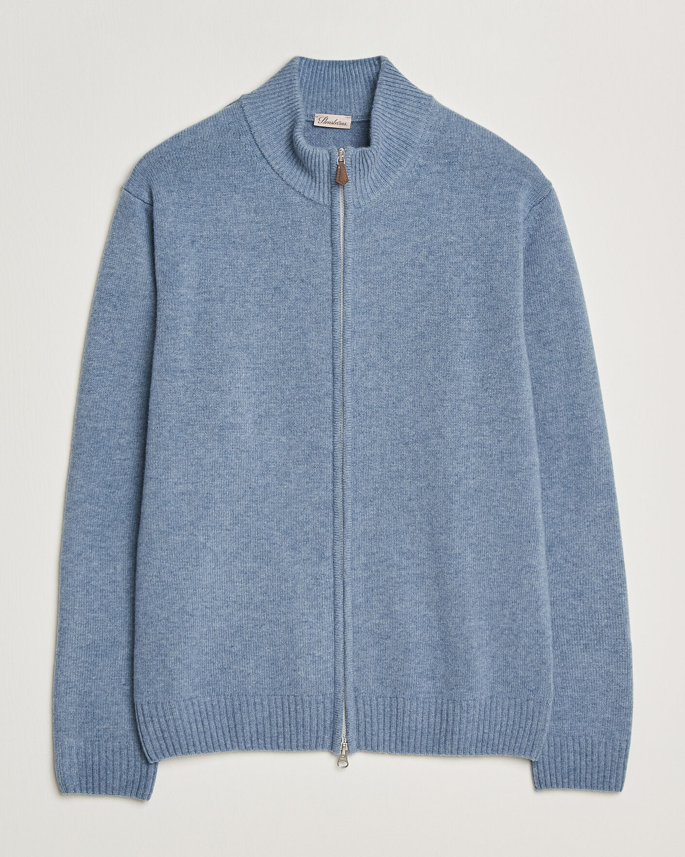 Herre | Trøjer | Stenströms | Brushed Merino Full Zip Light Blue