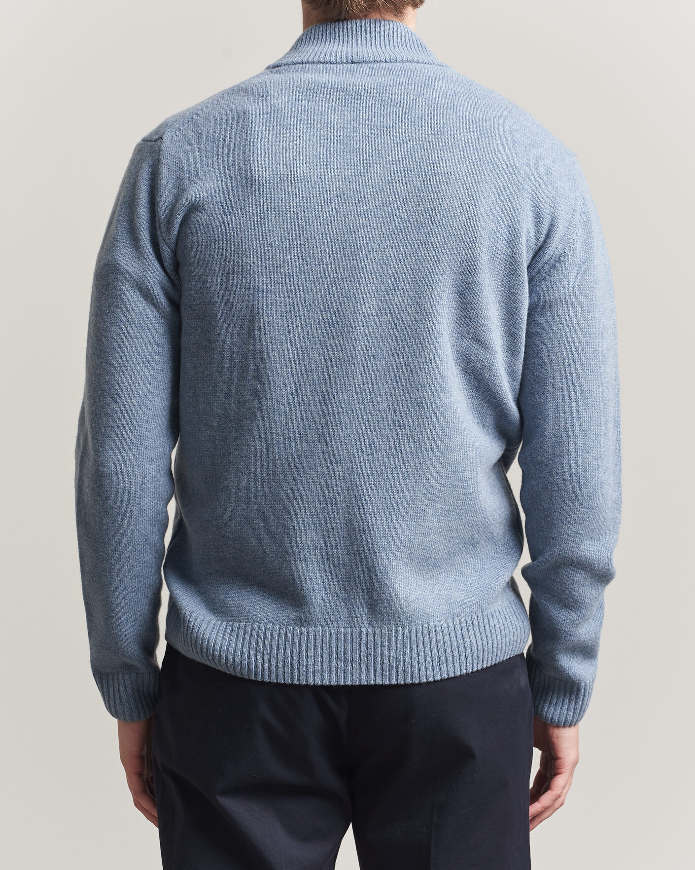 Herre | Trøjer | Stenströms | Brushed Merino Full Zip Light Blue