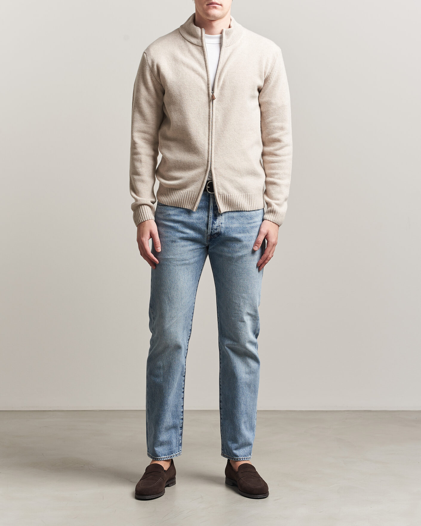 Herre | Trøjer | Stenströms | Brushed Merino Full Zip Beige