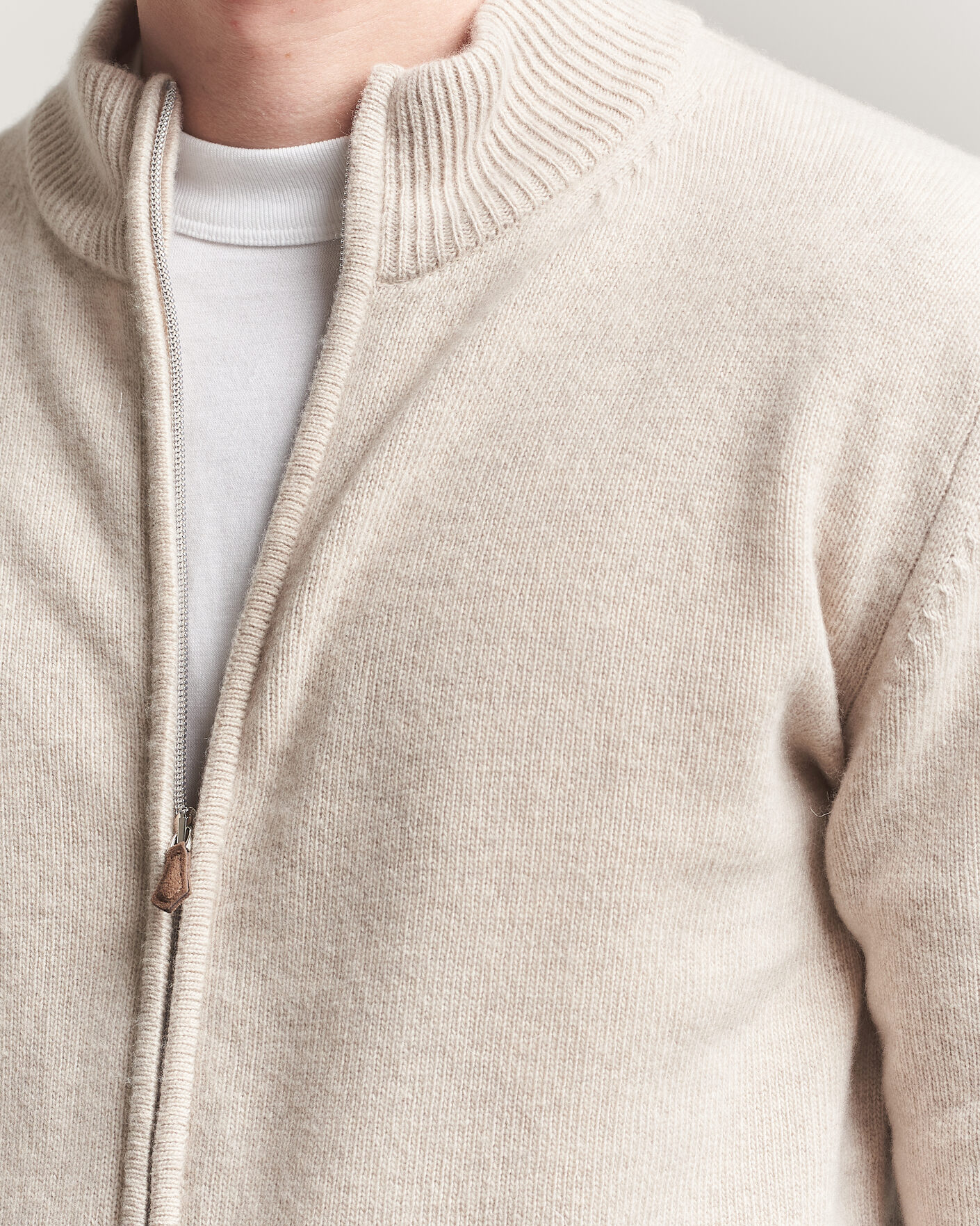 Herre | Trøjer | Stenströms | Brushed Merino Full Zip Beige