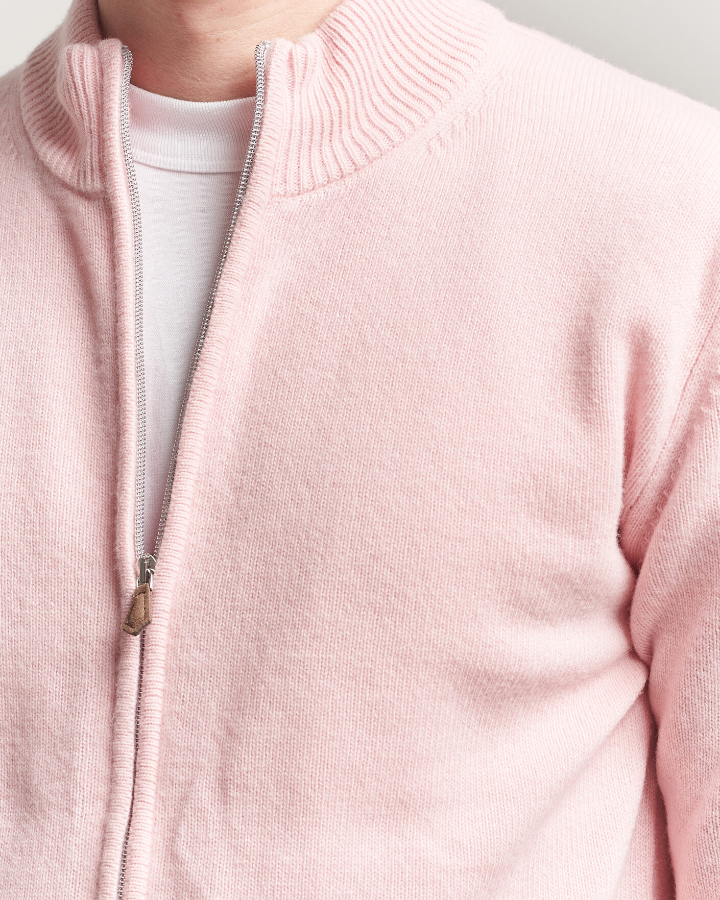 Herre | Trøjer | Stenströms | Brushed Merino Full Zip Pink