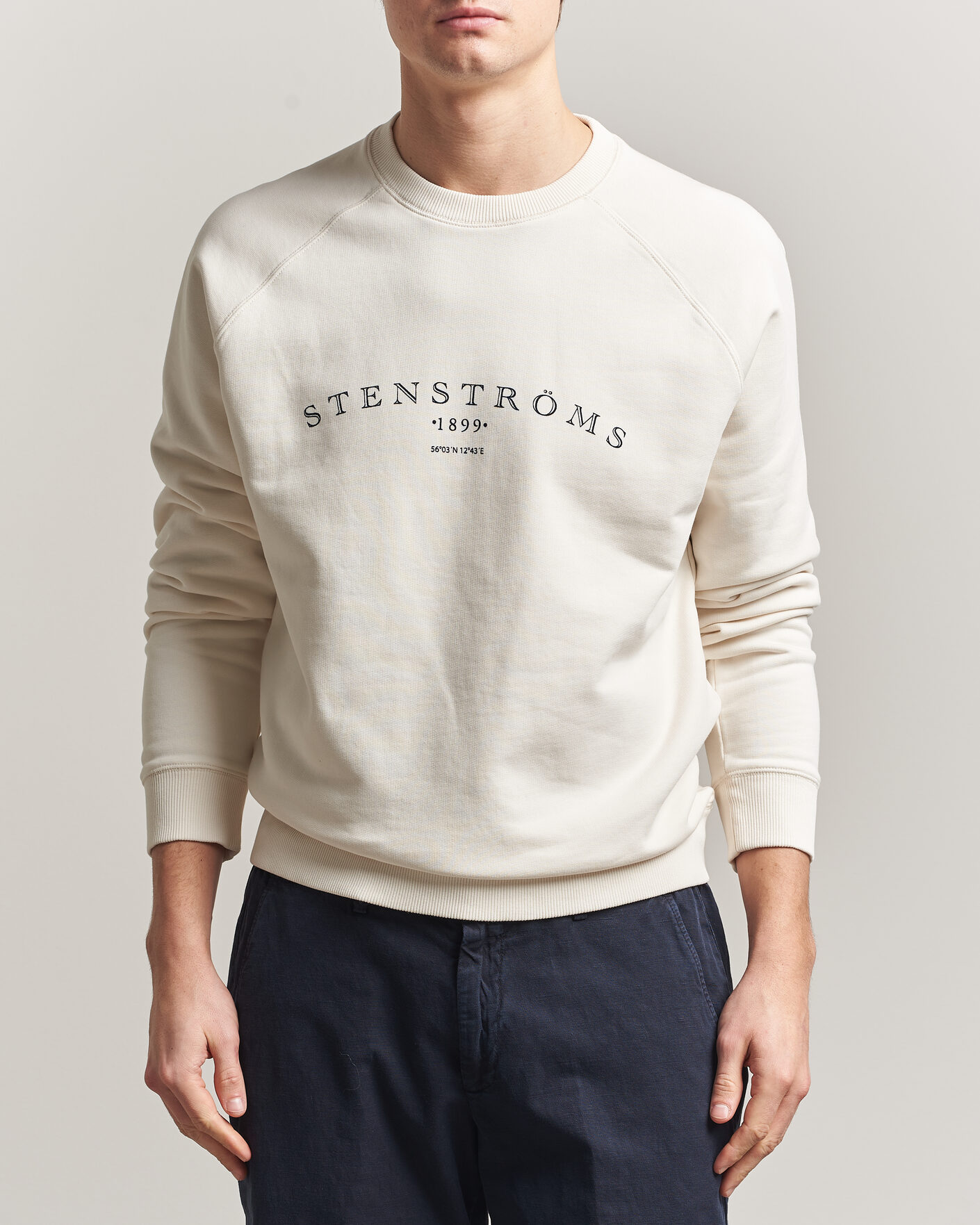 Herre | Trøjer | Stenströms | Raglan Crew Logo Sweater White