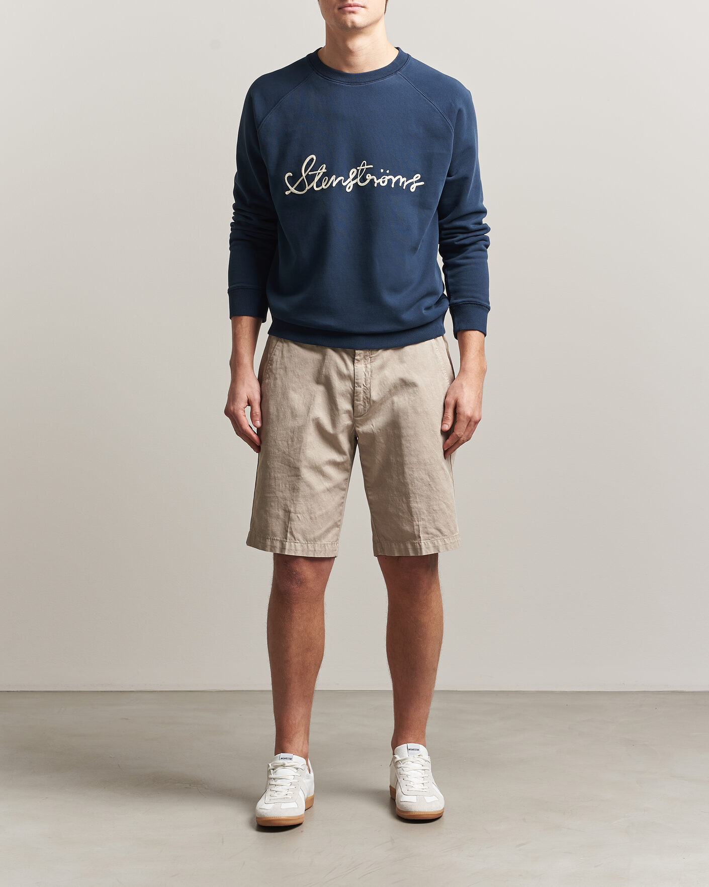 Herre | Trøjer | Stenströms | Raglan Crew Logo Sweater Navy
