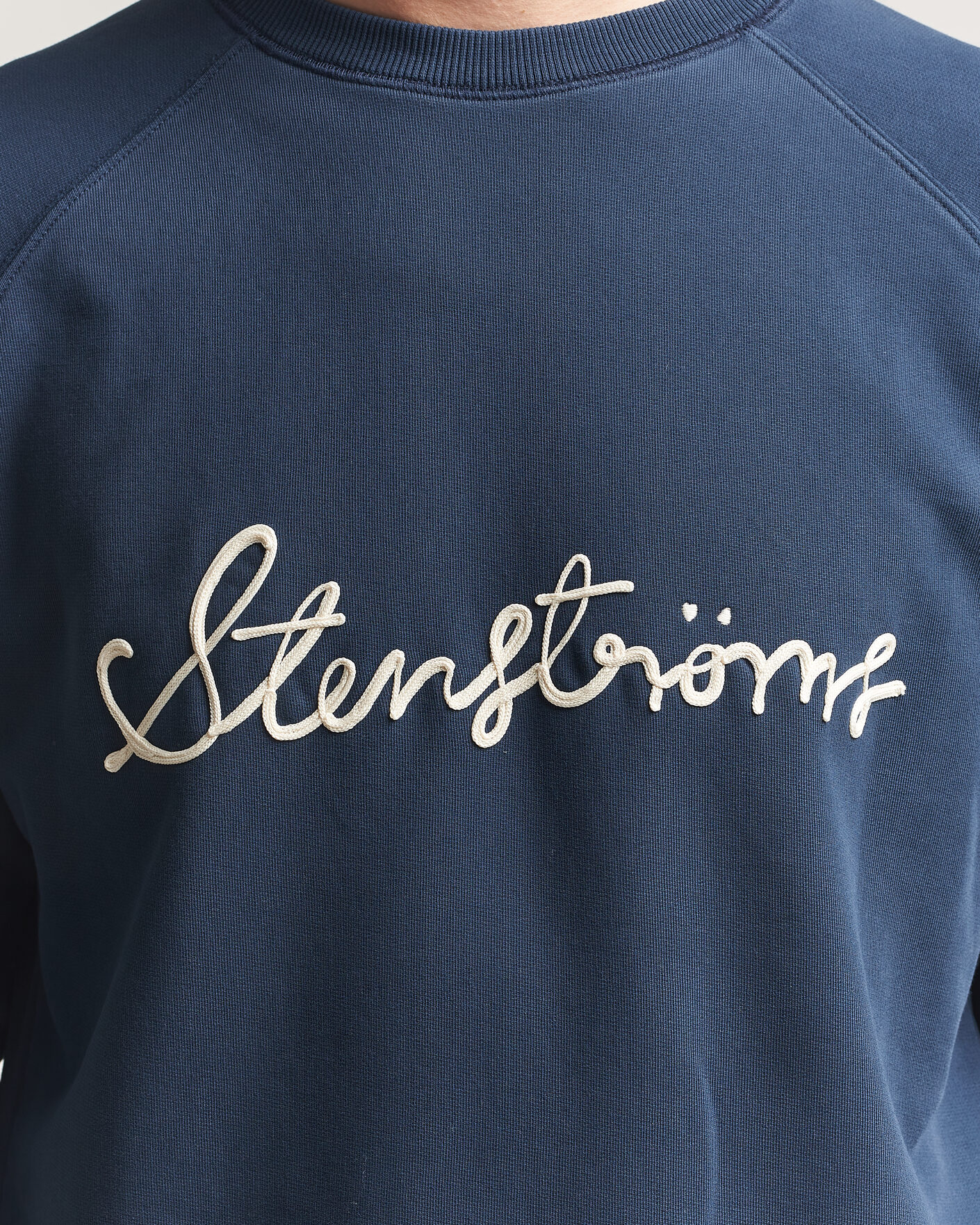 Herre | Trøjer | Stenströms | Raglan Crew Logo Sweater Navy