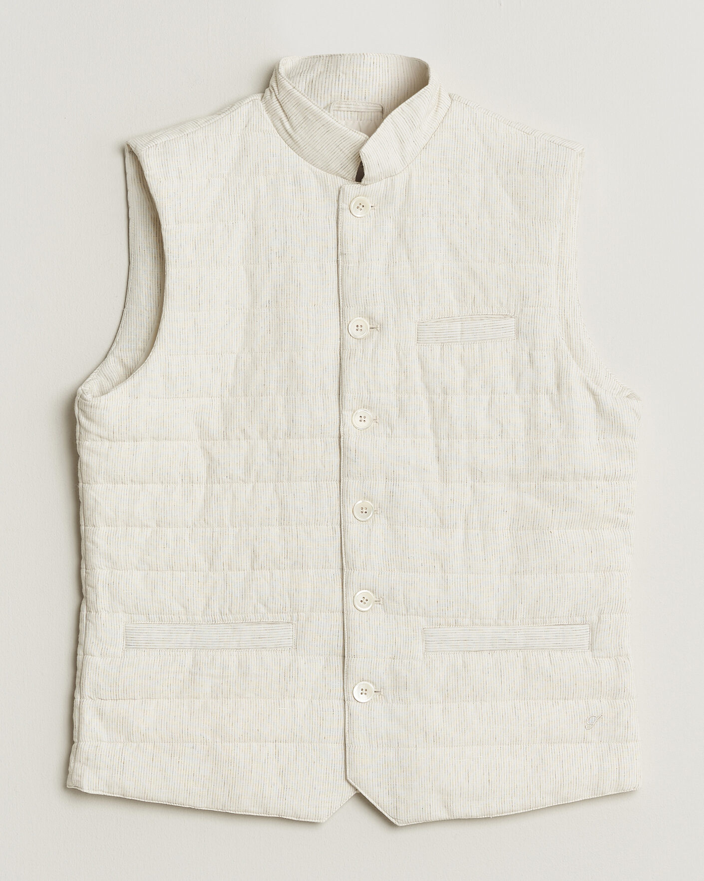 Herre | Veste | Stenströms | Mid Layer Pin Stripe Linen Vest Off White