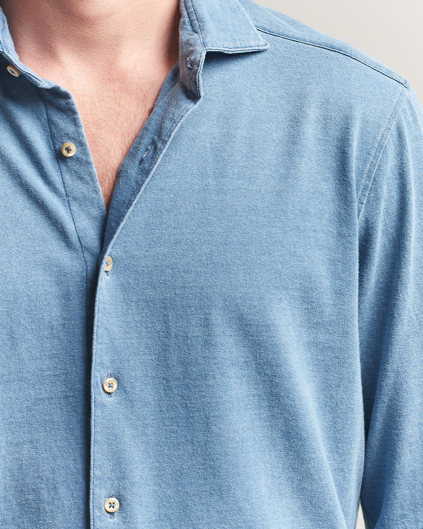 Herre | Skjorter | Stenströms | Jersey Denim Shirt Blue