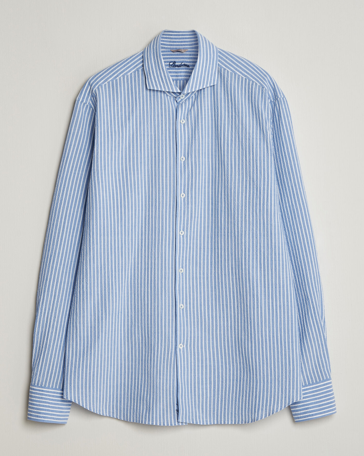 Herre | Skjorter | Stenströms | Regular Fit Striped Seersucker Shirt Blue