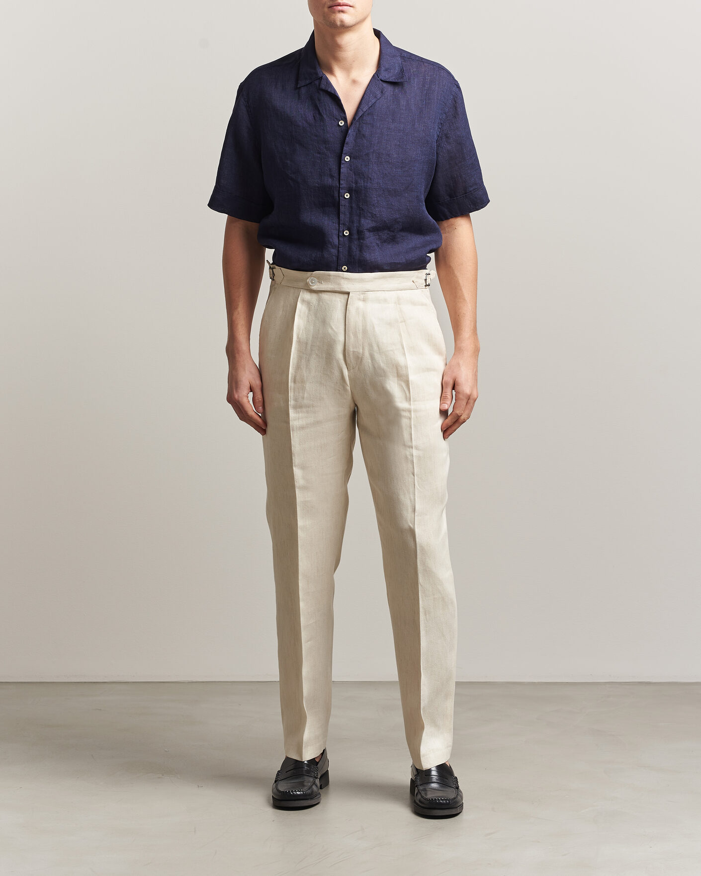 Herre | Skjorter | Stenströms | Short Sleeve Linen Shirt Navy