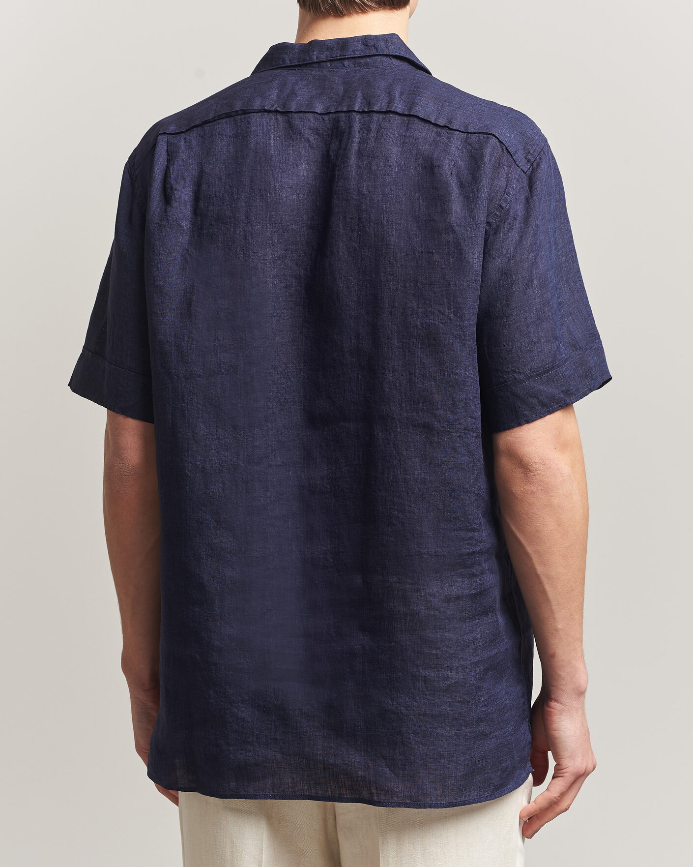 Herre | Skjorter | Stenströms | Short Sleeve Linen Shirt Navy