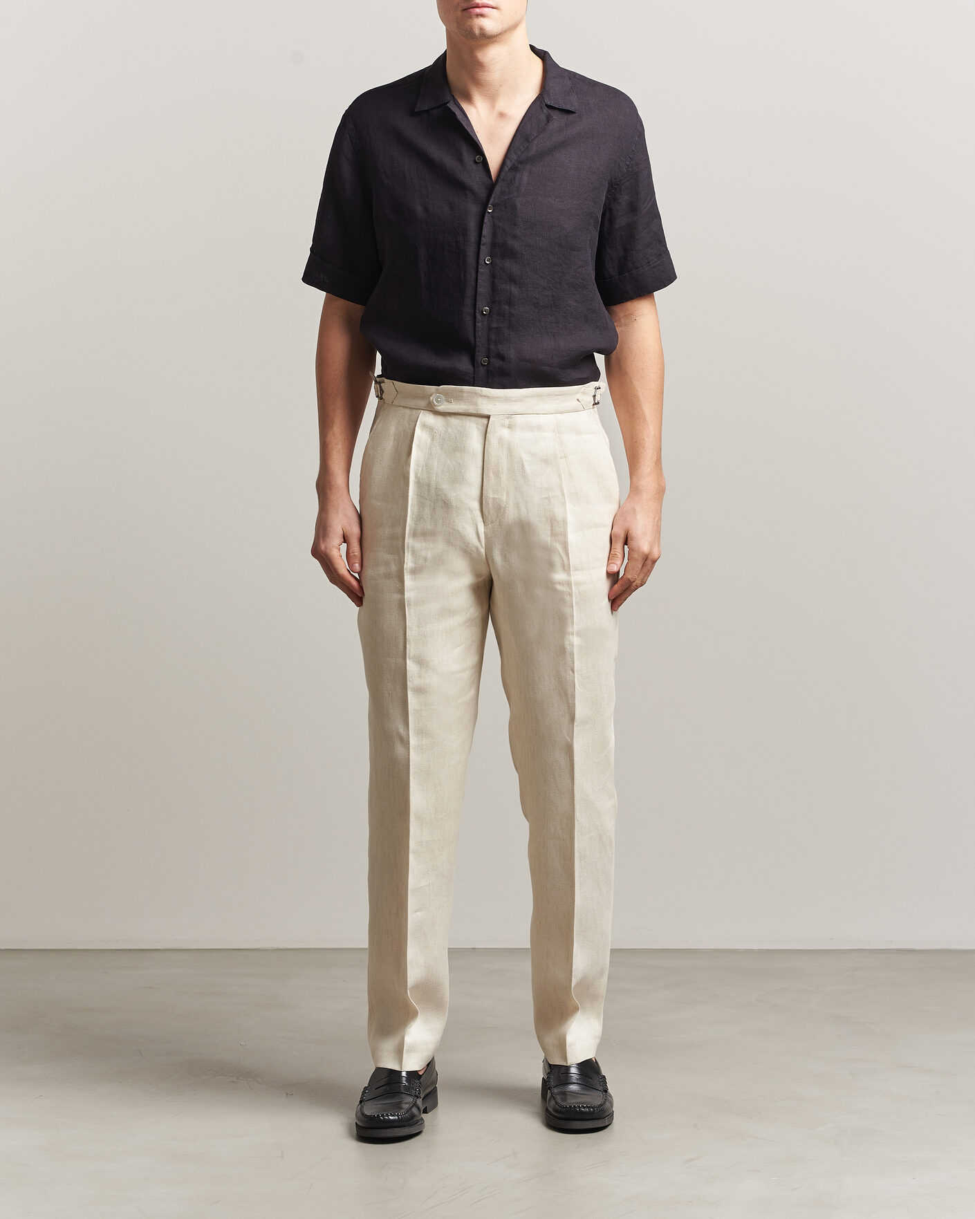 Herre | Skjorter | Stenströms | Short Sleeve Linen Shirt Black