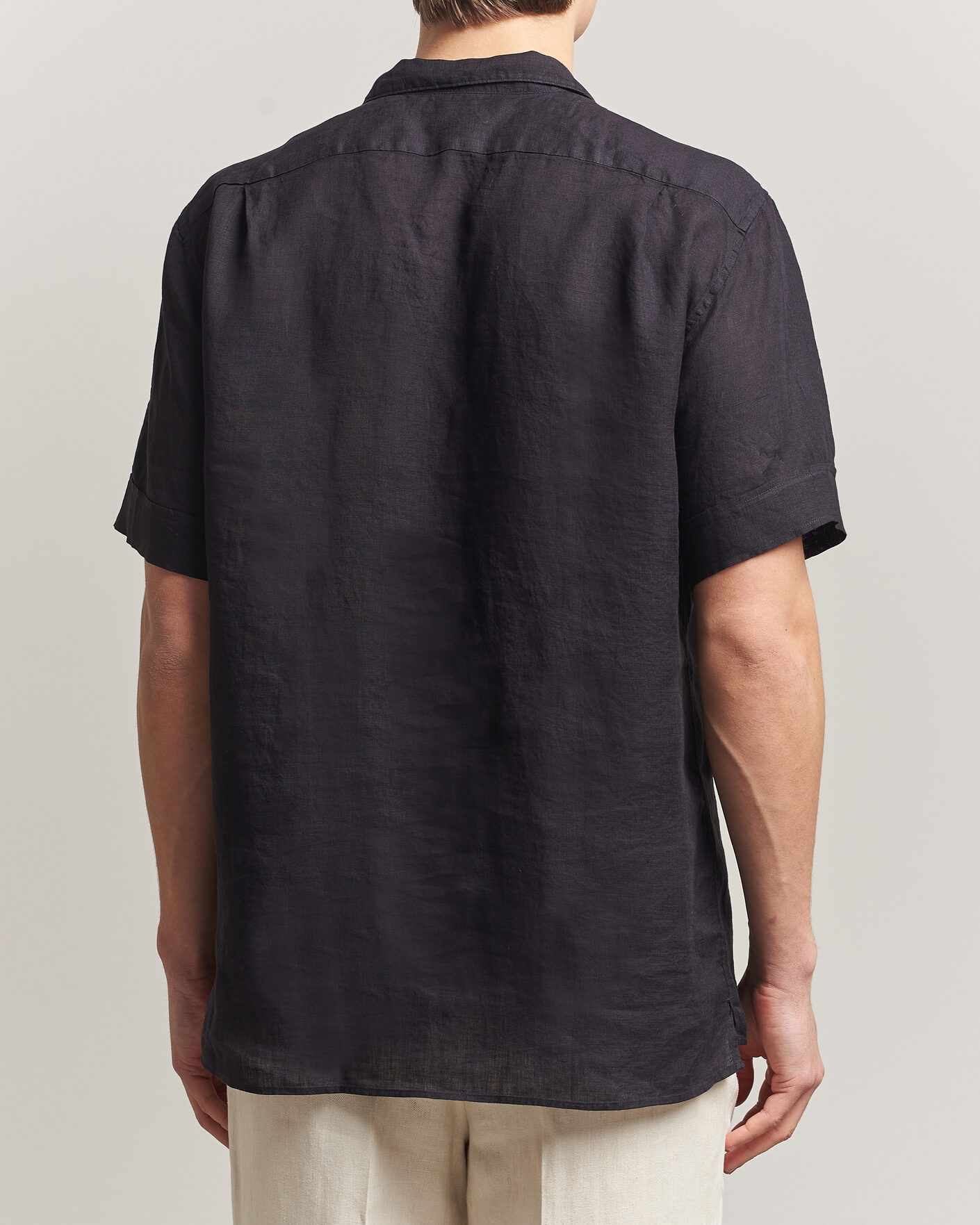 Herre | Skjorter | Stenströms | Short Sleeve Linen Shirt Black