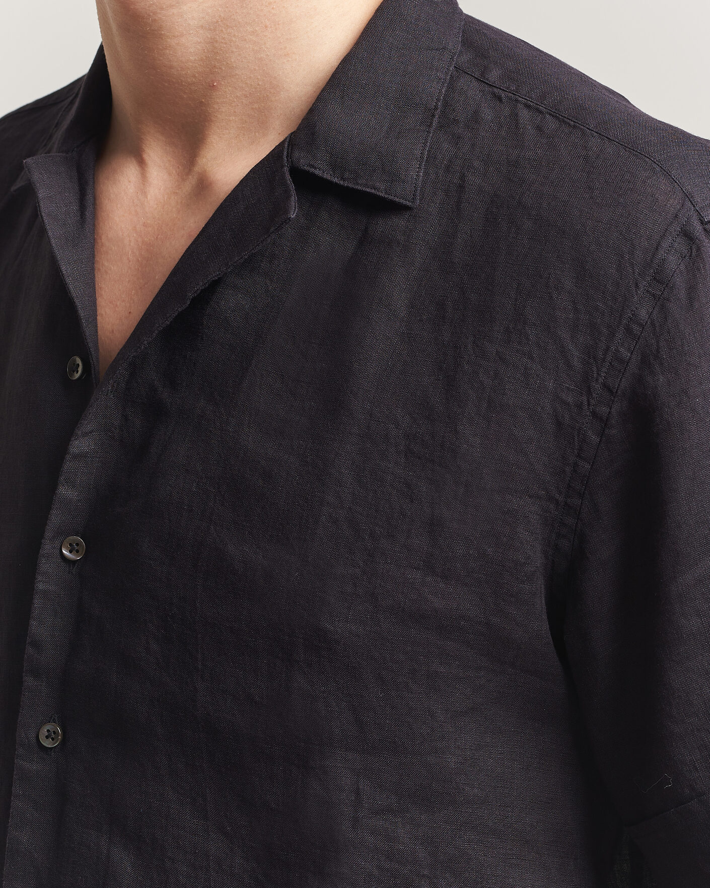 Herre | Skjorter | Stenströms | Short Sleeve Linen Shirt Black