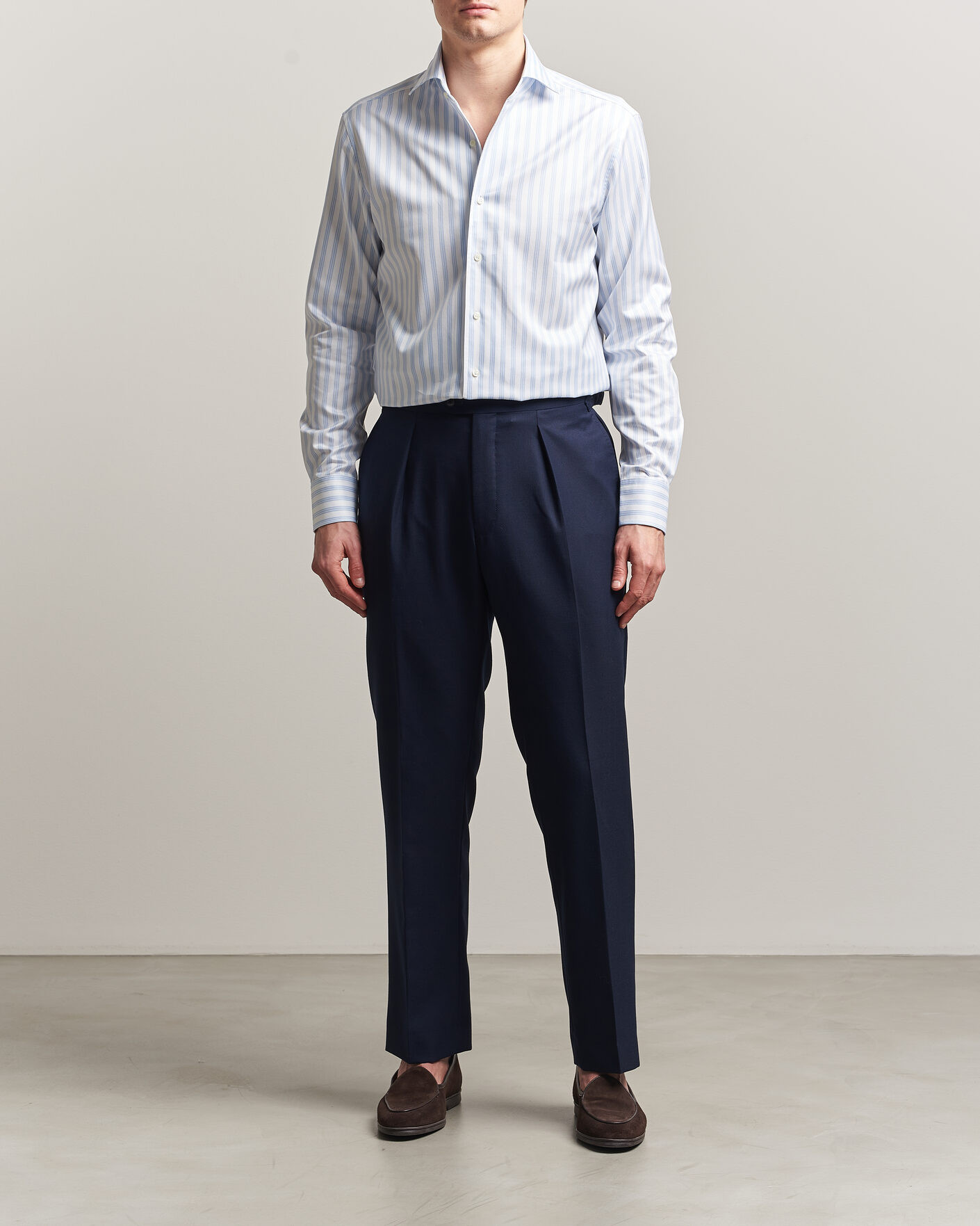 Herre | Skjorter | Stenströms | Regular Fit One Piece Collar Striped Shirt Blue
