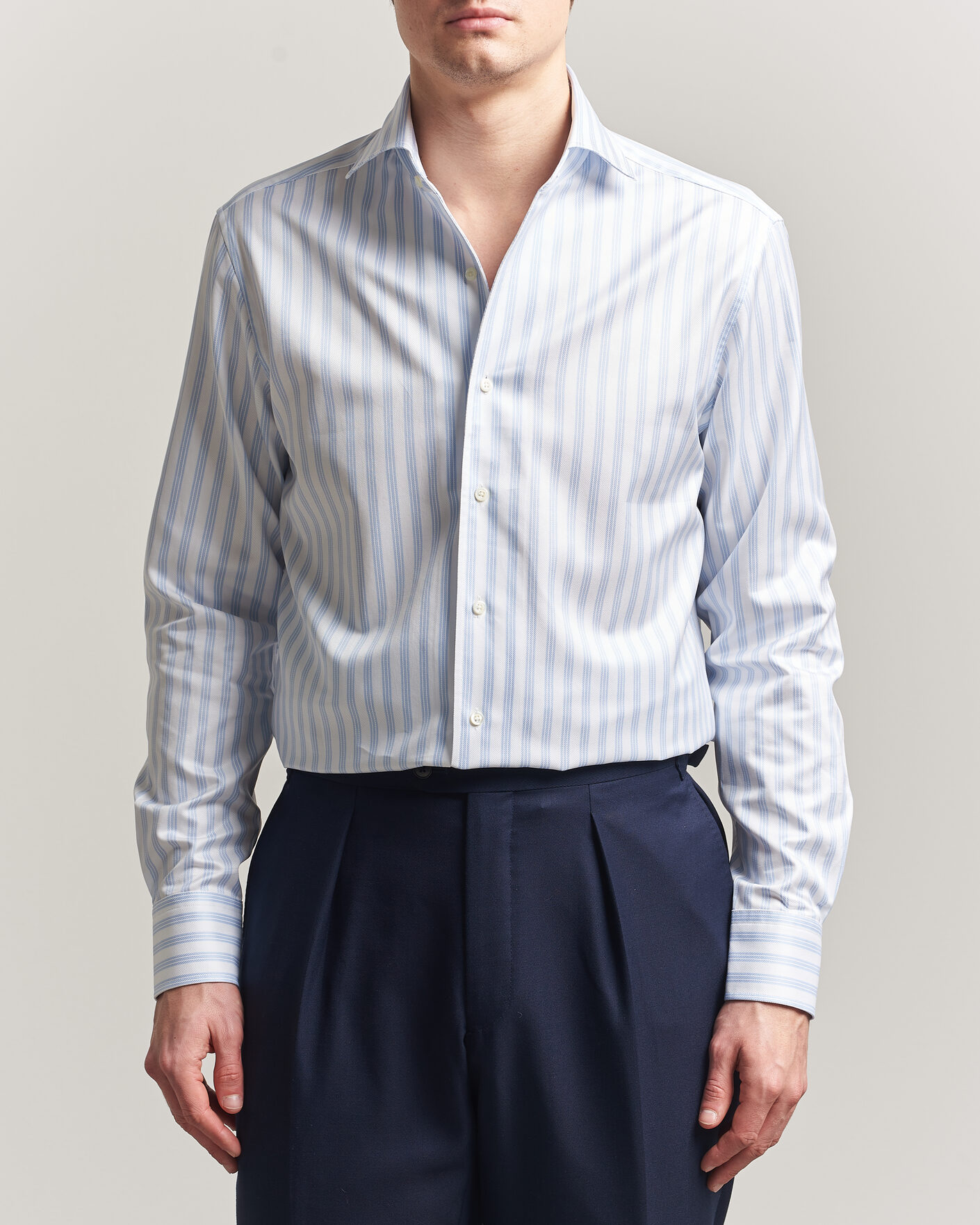 Herre | Skjorter | Stenströms | Regular Fit One Piece Collar Striped Shirt Blue
