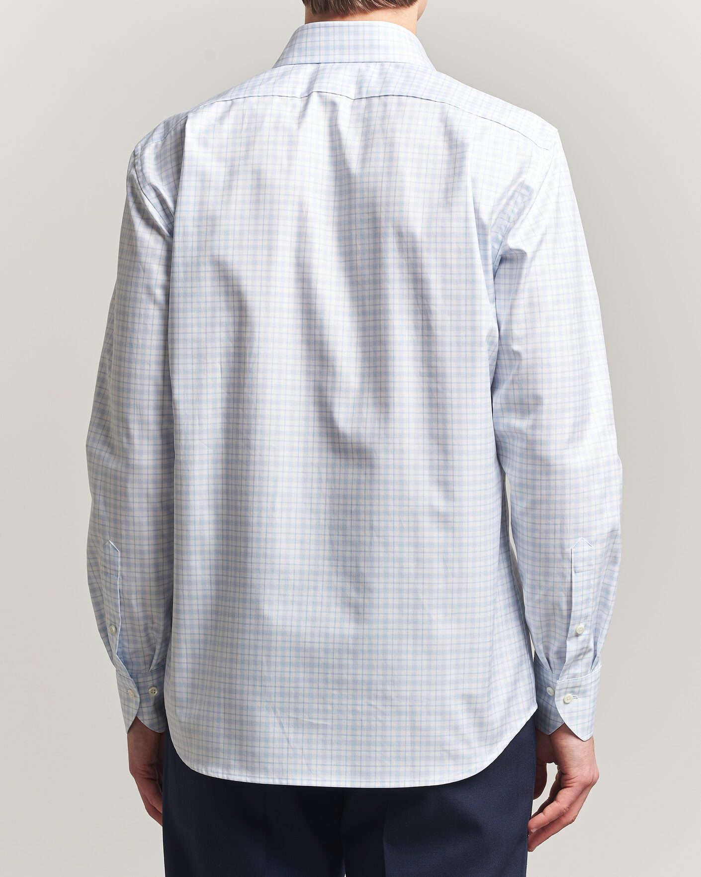 Herre | Skjorter | Stenströms | Regular Fit Checked Twill Shirt Light Blue