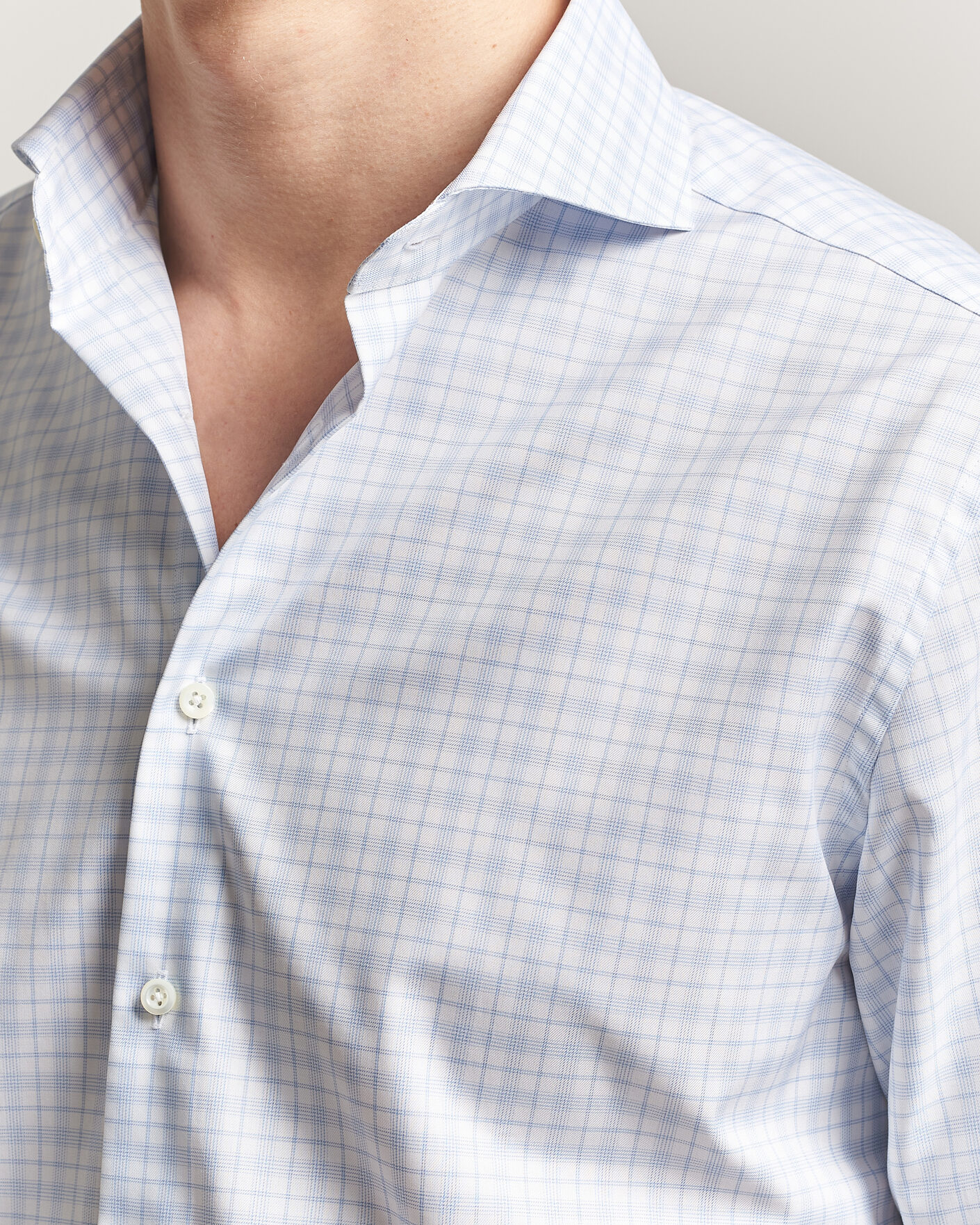 Herre | Skjorter | Stenströms | Regular Fit Checked Twill Shirt Light Blue