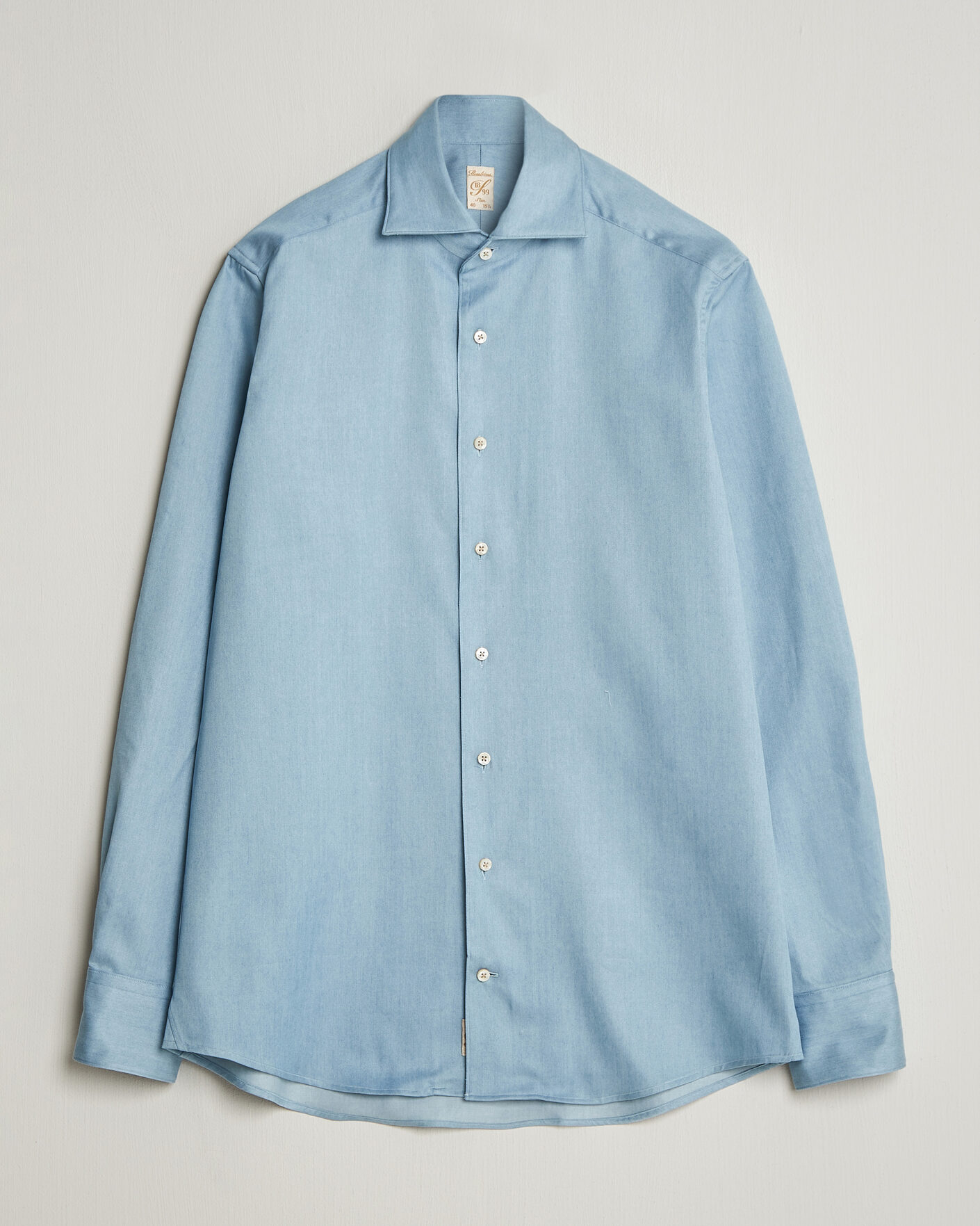 Herre | Skjorter | Stenströms | 1899 Slim One Piece Washed Denim Shirt Blue
