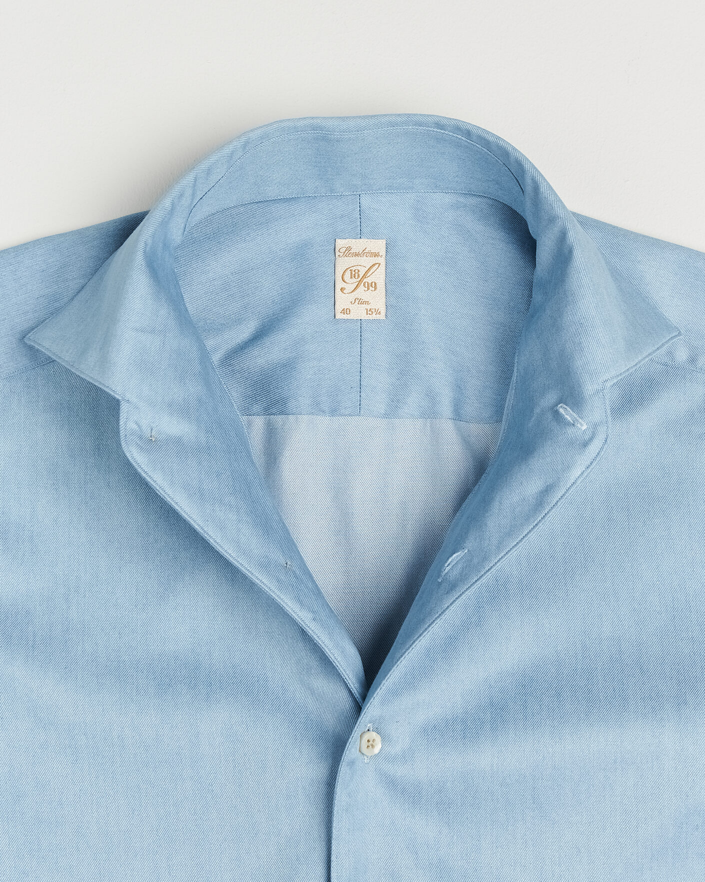 Herre | Skjorter | Stenströms | 1899 Slim One Piece Washed Denim Shirt Blue