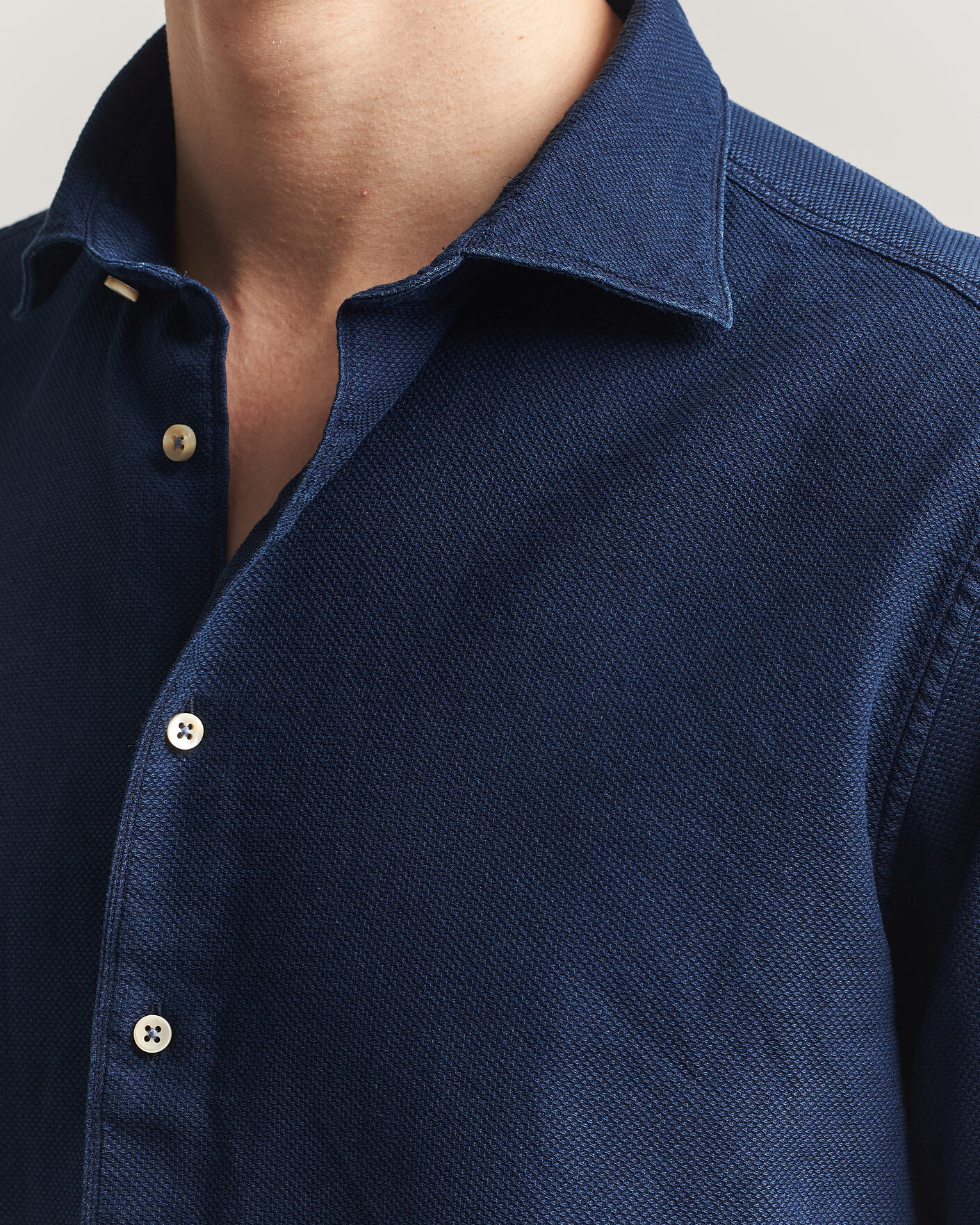 Herre | Skjorter | Stenströms | Regular Fit Structured Denim Shirt Navy