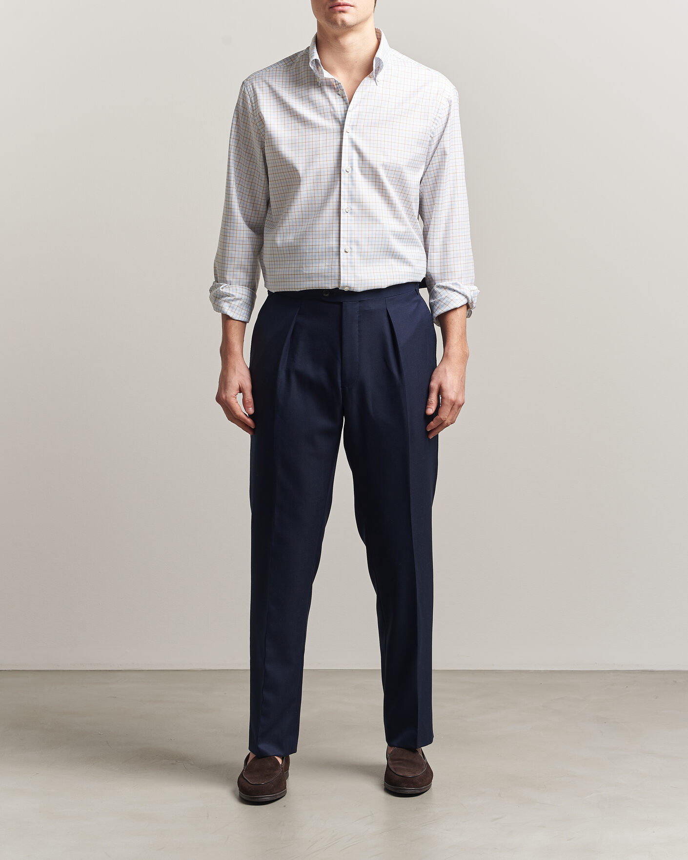 Herre | Skjorter | Stenströms | Regular Fit Checked Oxford Shirt Blue