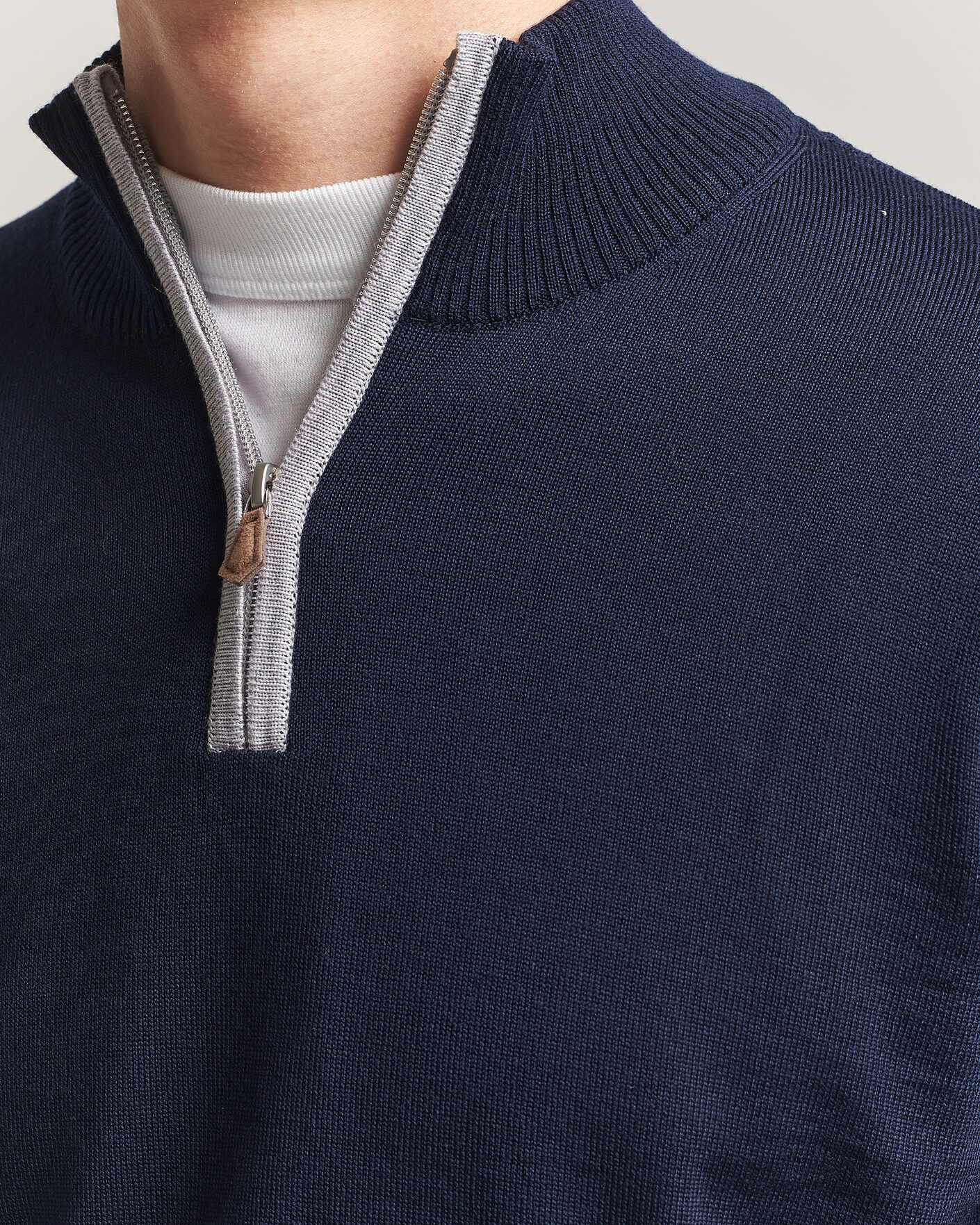 Herre | Trøjer | Stenströms | Merino Contrast Half-Zip Navy