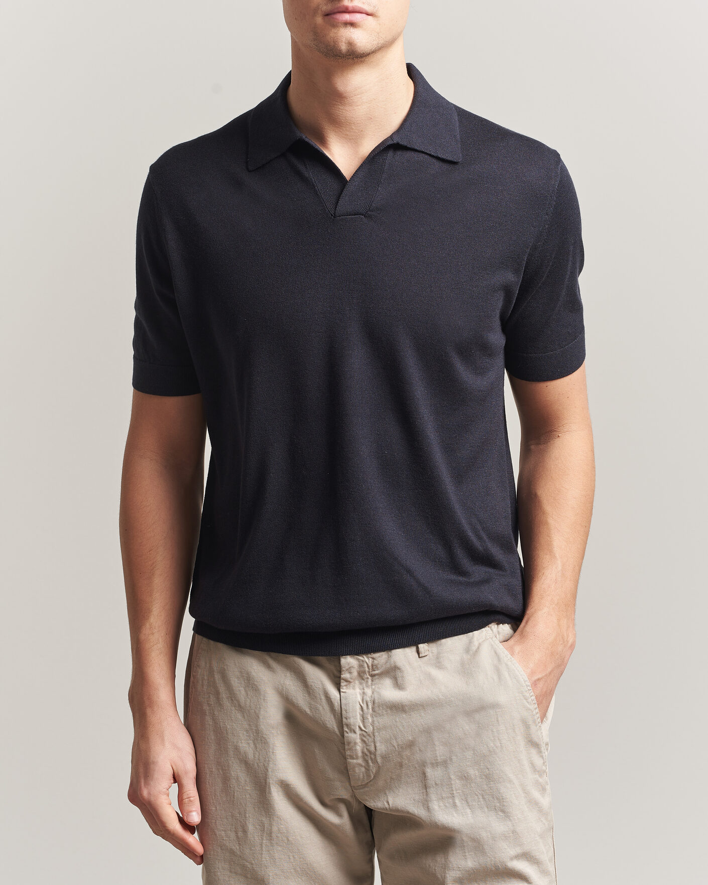 Herre | Polotrøjer | Stenströms | Silk/Cashmere Polo Navy