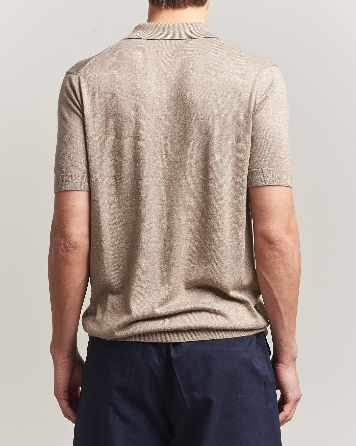 Herre | Polotrøjer | Stenströms | Silk/Cashmere Polo Taupe