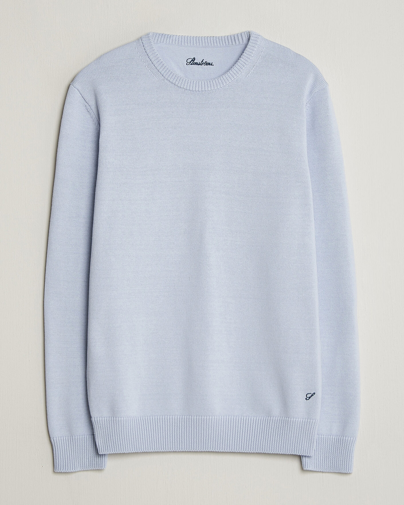 Herre | Trøjer | Stenströms | Organic Cotton Knitted Sweater Light Blue