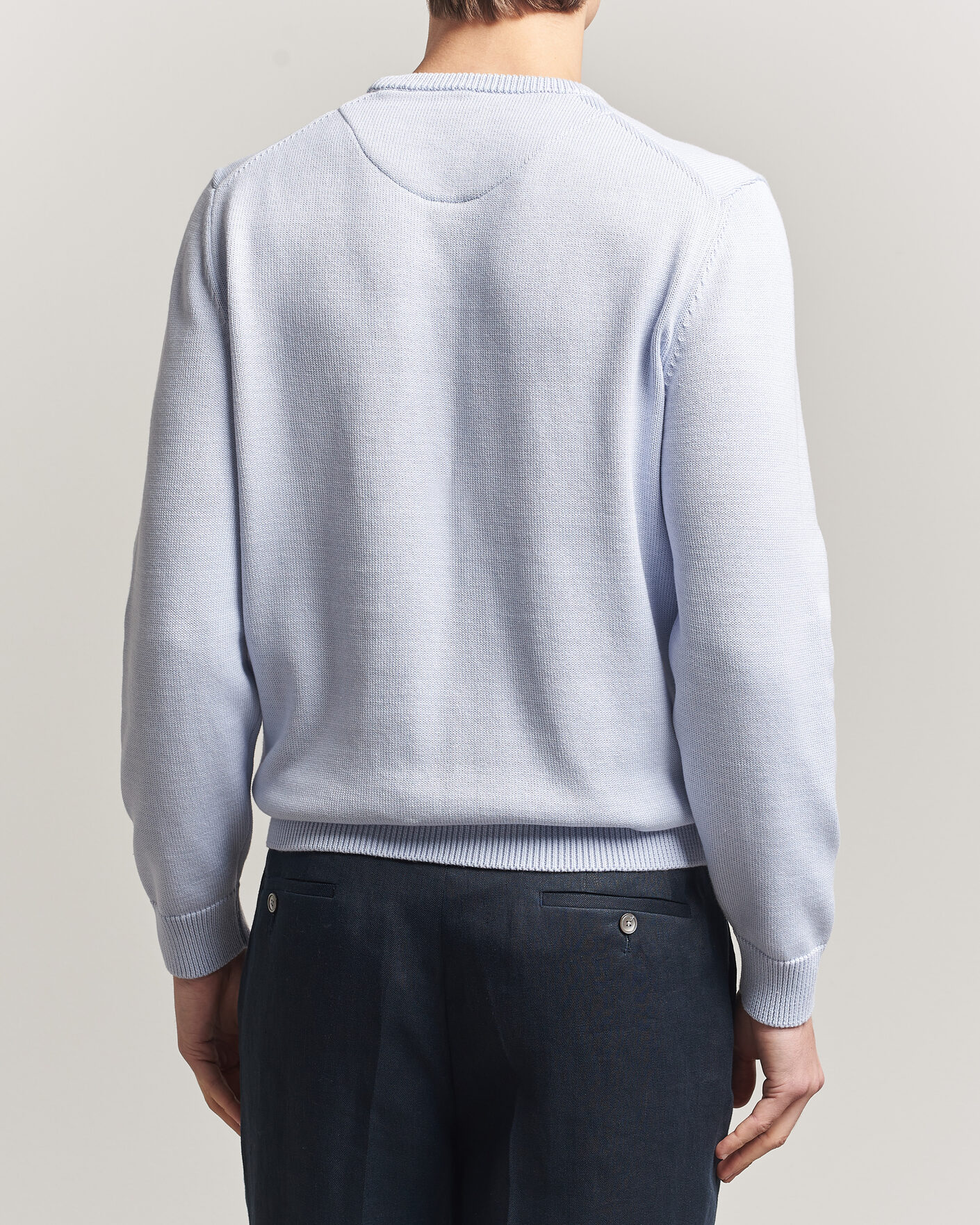Herre | Trøjer | Stenströms | Organic Cotton Knitted Sweater Light Blue