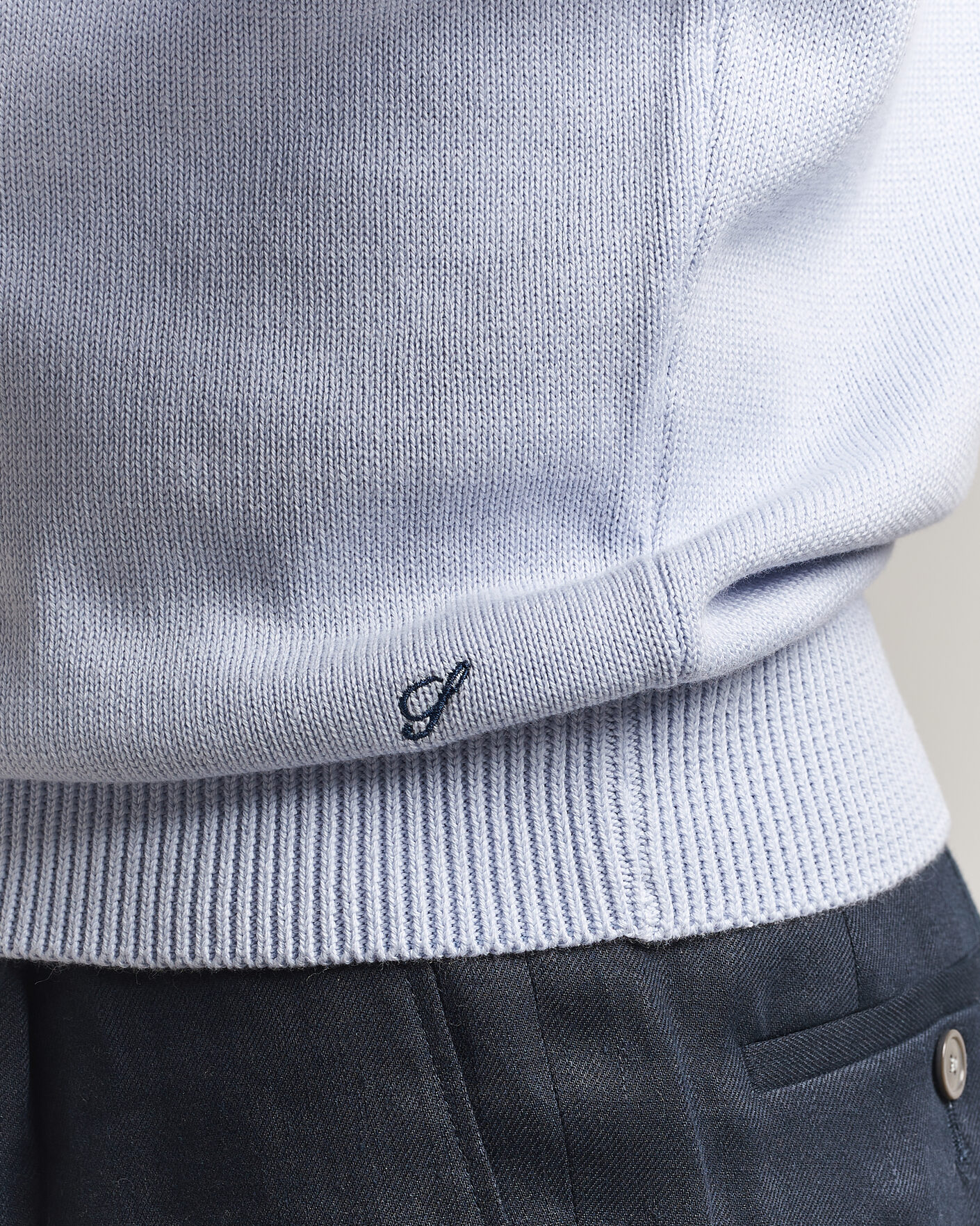 Herre | Trøjer | Stenströms | Organic Cotton Knitted Sweater Light Blue