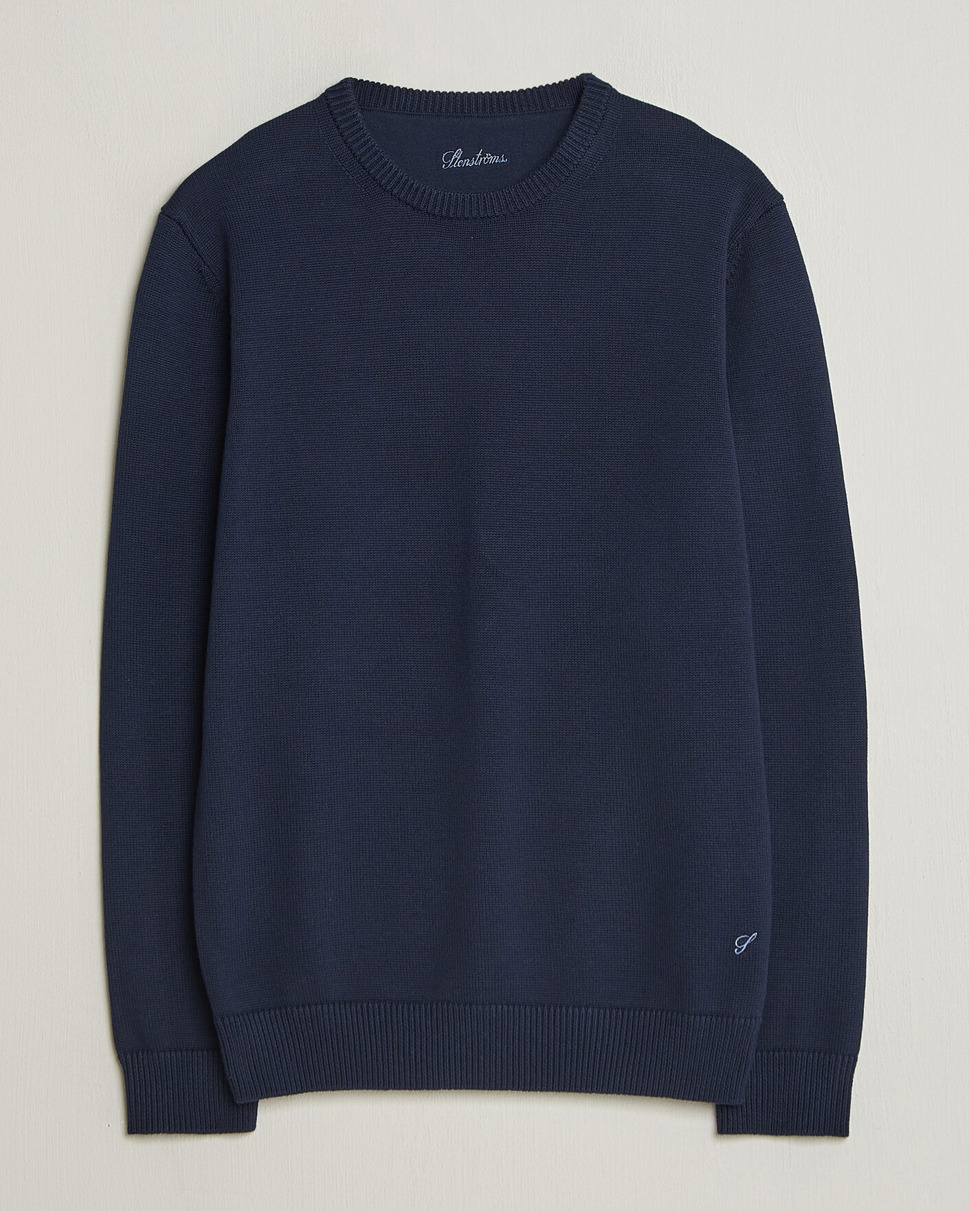 Herre | Trøjer | Stenströms | Organic Cotton Knitted Sweater Navy