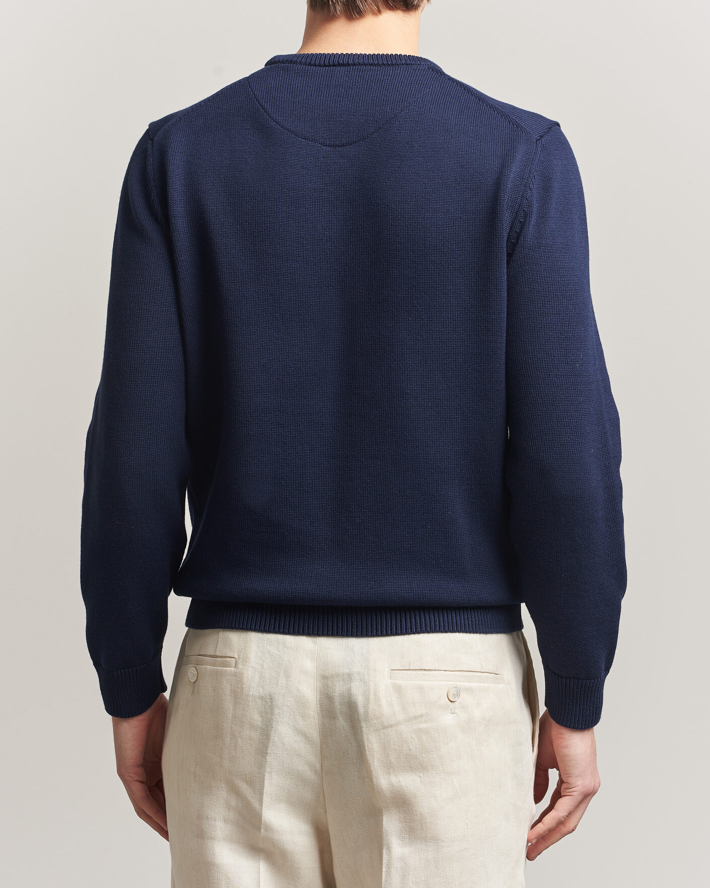 Herre | Trøjer | Stenströms | Organic Cotton Knitted Sweater Navy