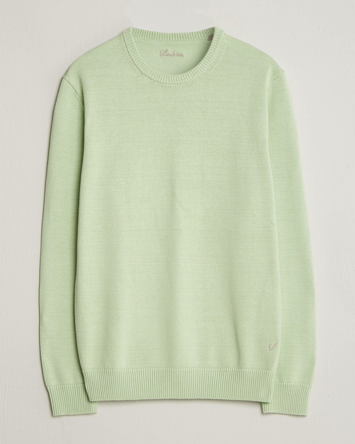 Herre | Trøjer | Stenströms | Organic Cotton Knitted Sweater Light Green