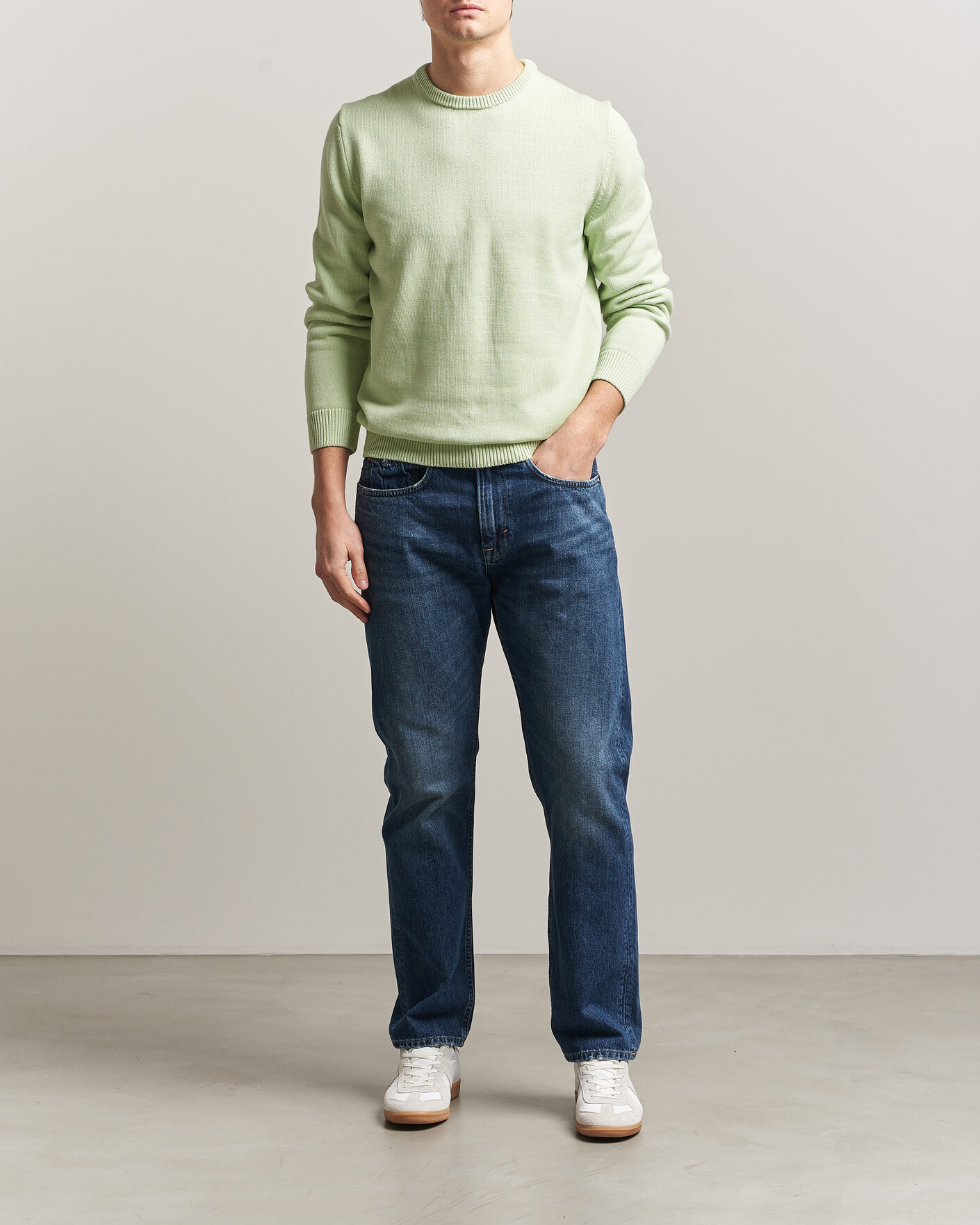 Herre | Trøjer | Stenströms | Organic Cotton Knitted Sweater Light Green