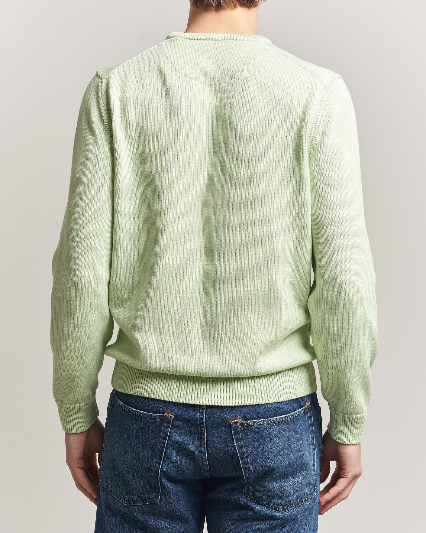 Herre | Trøjer | Stenströms | Organic Cotton Knitted Sweater Light Green