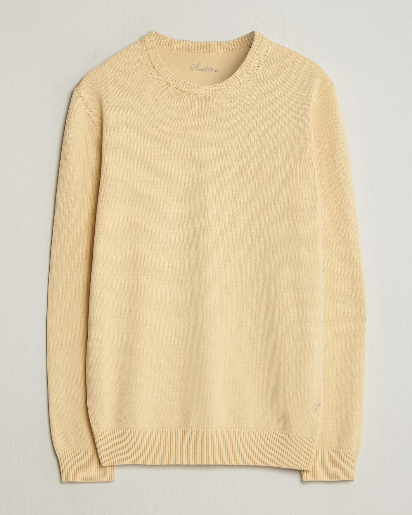 Herre | Trøjer | Stenströms | Organic Cotton Knitted Sweater Light Yellow