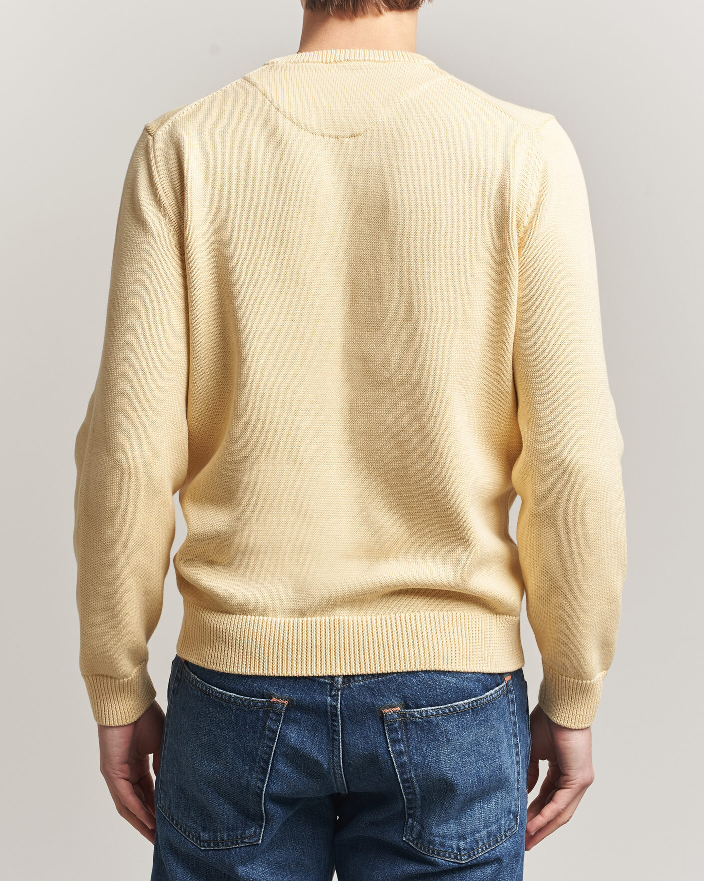 Herre | Trøjer | Stenströms | Organic Cotton Knitted Sweater Light Yellow