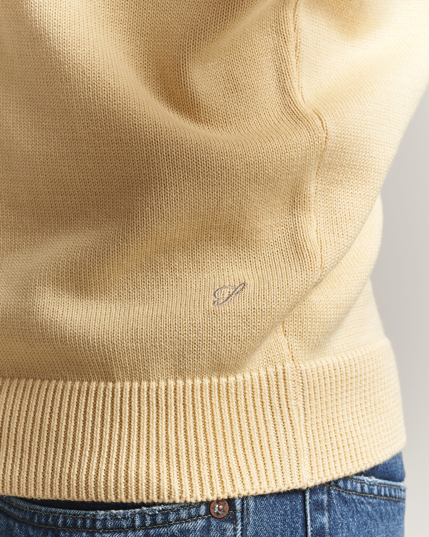 Herre | Trøjer | Stenströms | Organic Cotton Knitted Sweater Light Yellow