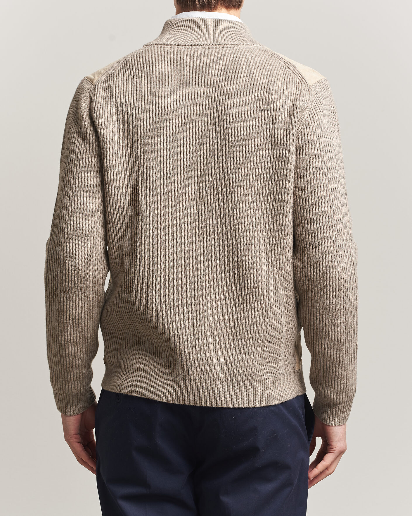 Herre | Trøjer | Stenströms | Knitted Hybrid Buttoned Alcantara Cardigan Taupe