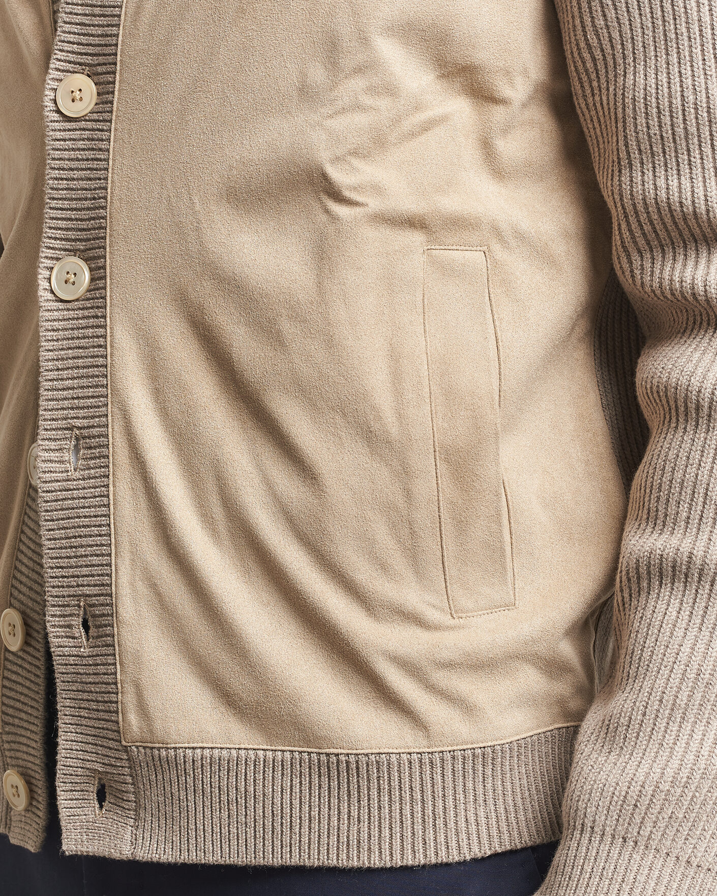 Herre | Trøjer | Stenströms | Knitted Hybrid Buttoned Alcantara Cardigan Taupe