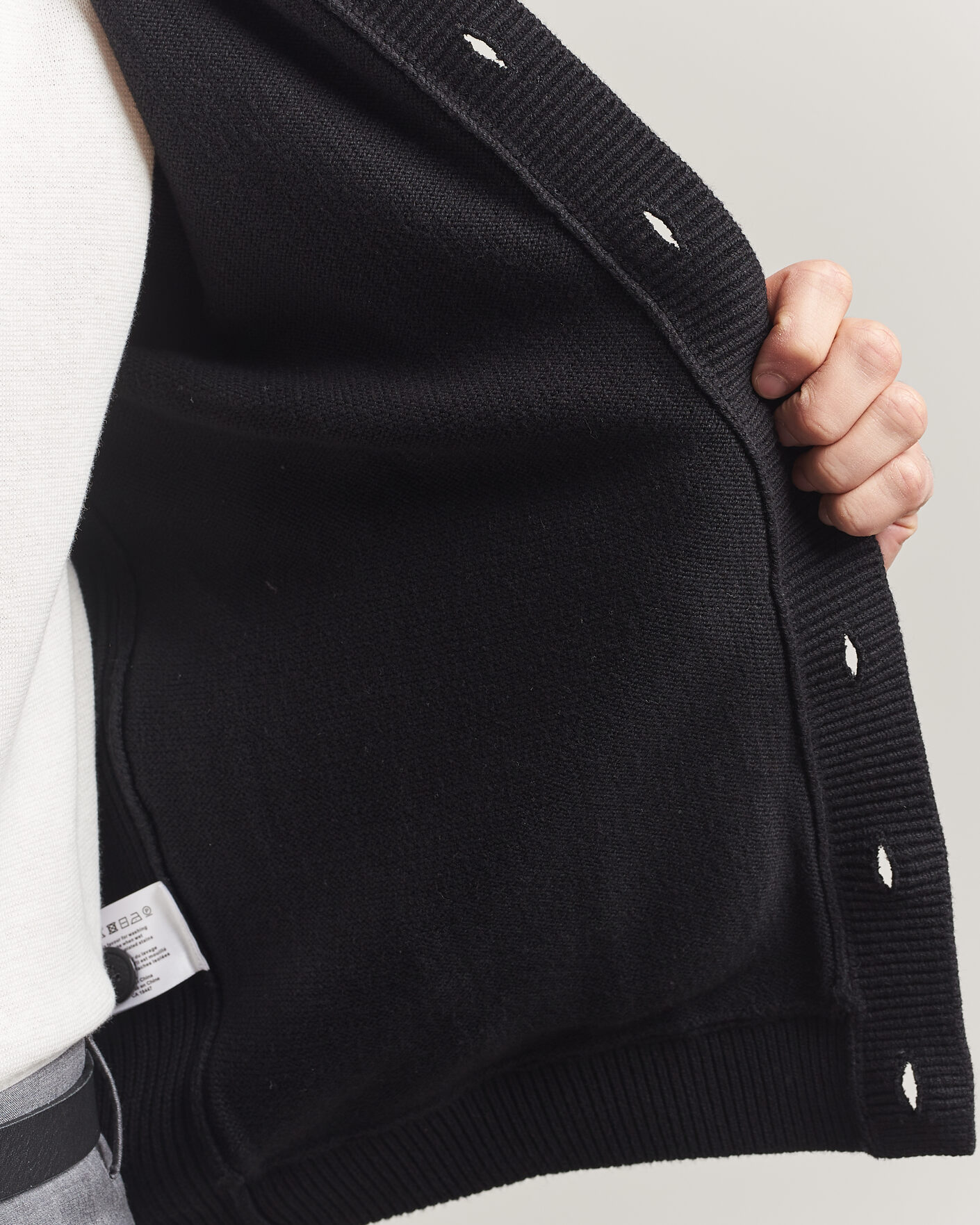 Herre | Trøjer | Stenströms | Knitted Hybrid Buttoned Alcantara Cardigan Black