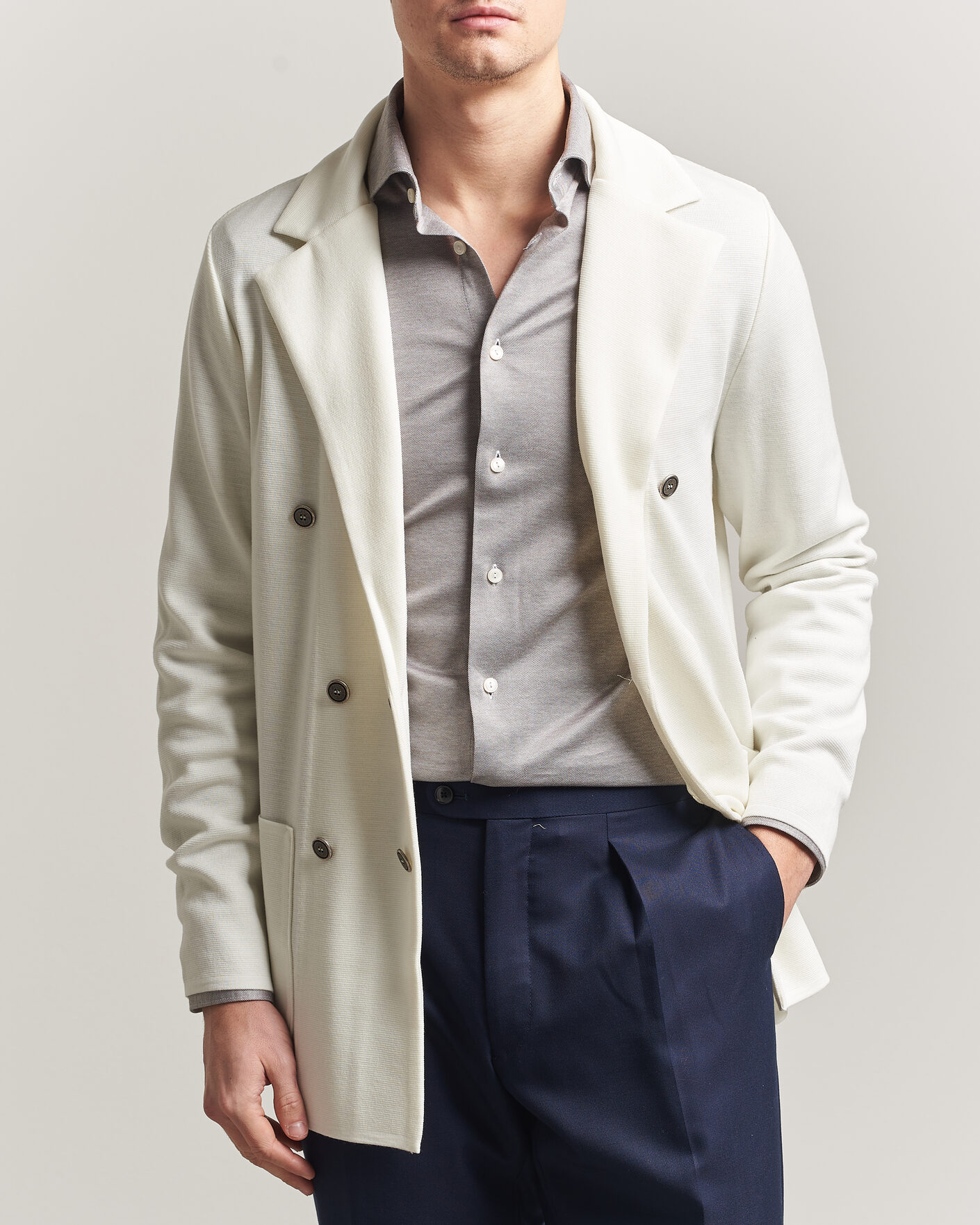 Herre | Blazere & jakker | Stenströms | Milano Knitted DB Textured Blazer White