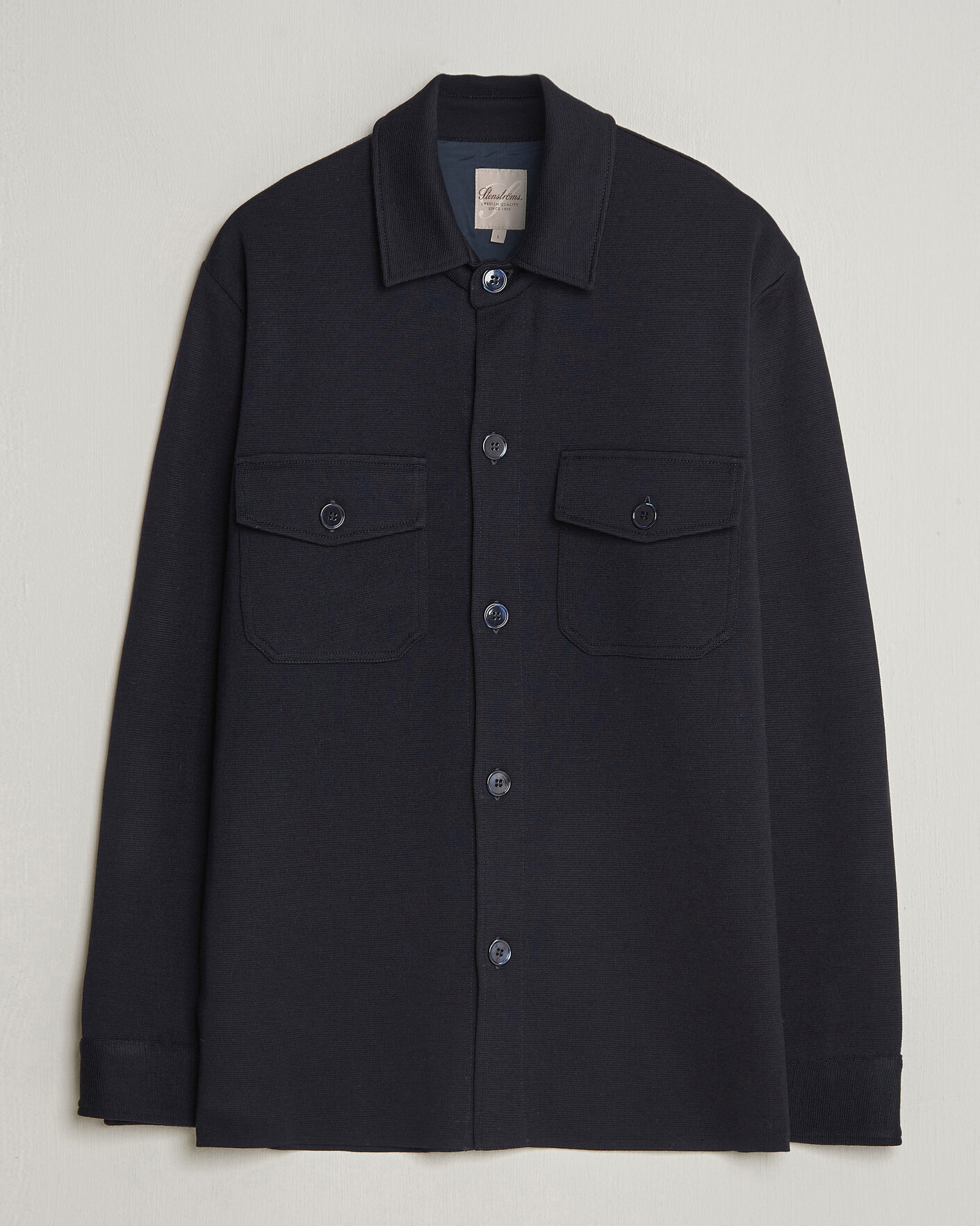 Herre | Trøjer | Stenströms | Milano Knitted Merino Overshirt Navy