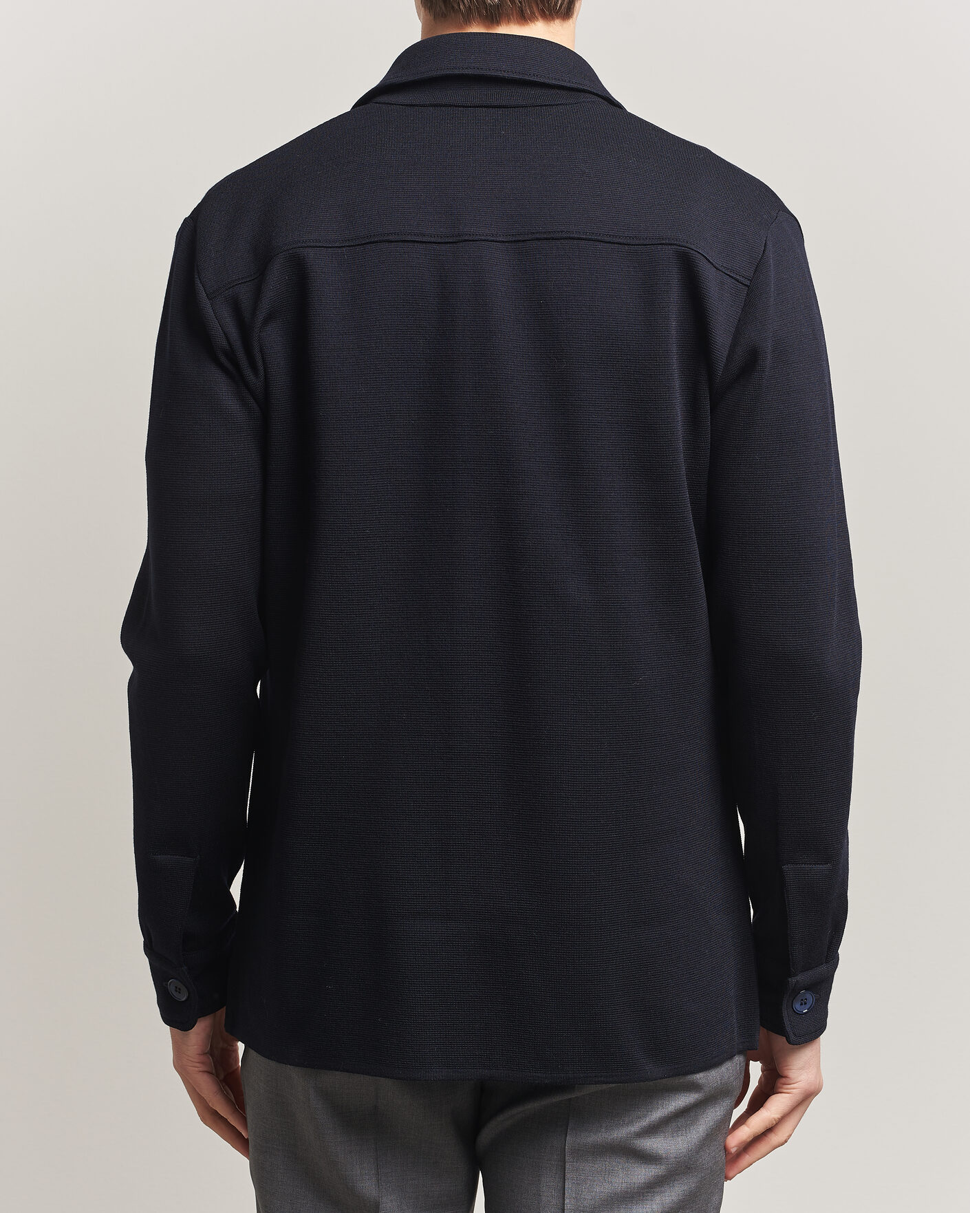 Herre | Trøjer | Stenströms | Milano Knitted Merino Overshirt Navy