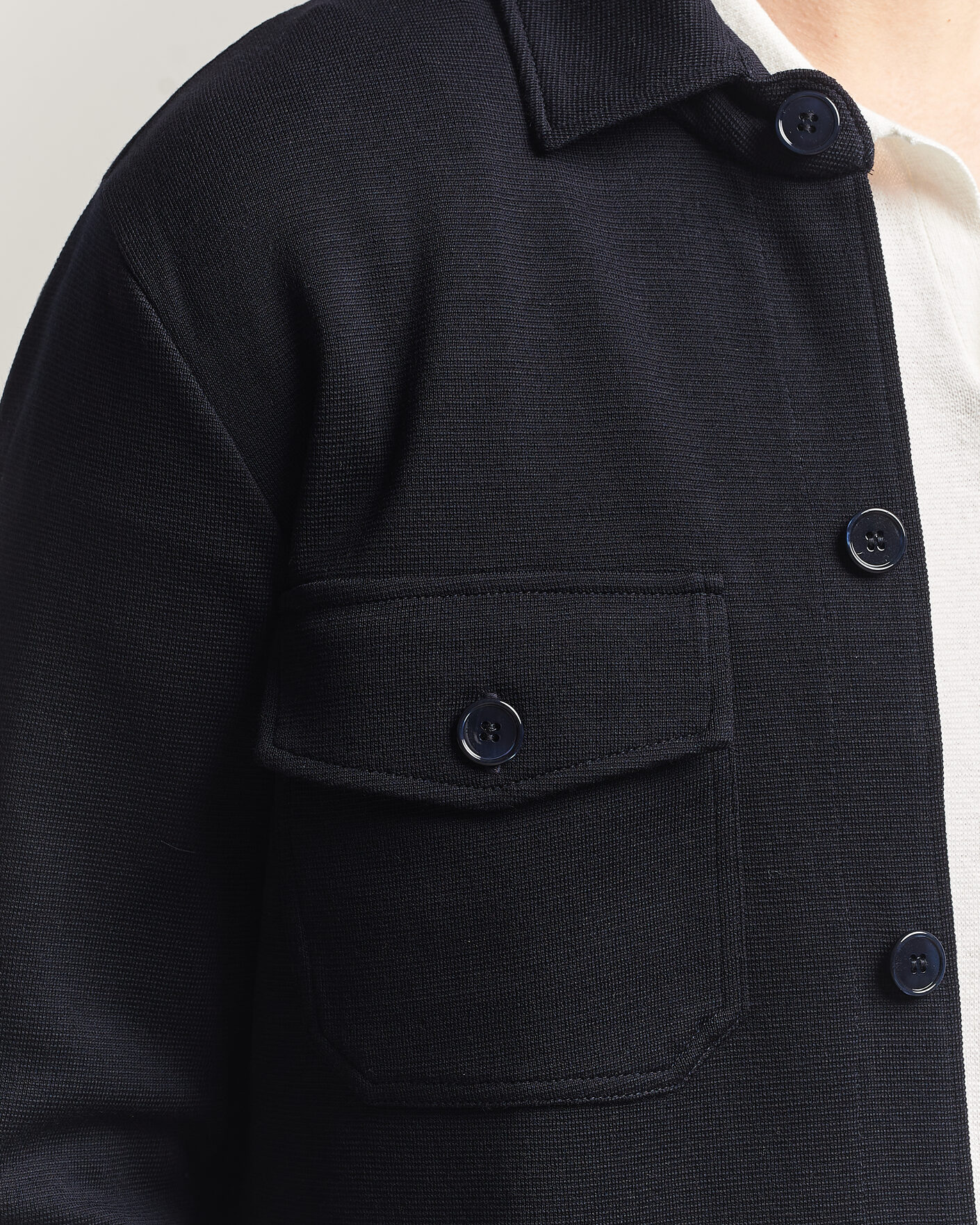 Herre | Trøjer | Stenströms | Milano Knitted Merino Overshirt Navy