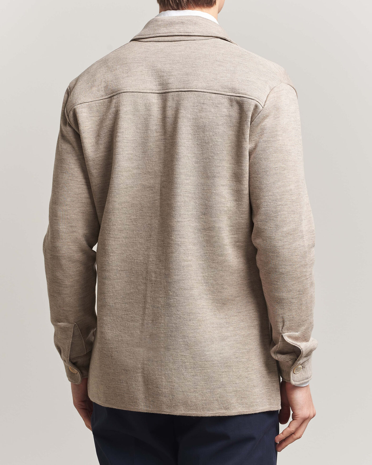 Herre | Trøjer | Stenströms | Milano Knitted Merino Overshirt Beige
