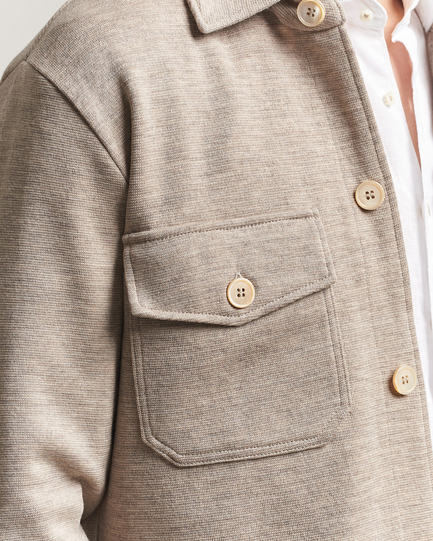 Herre | Trøjer | Stenströms | Milano Knitted Merino Overshirt Beige