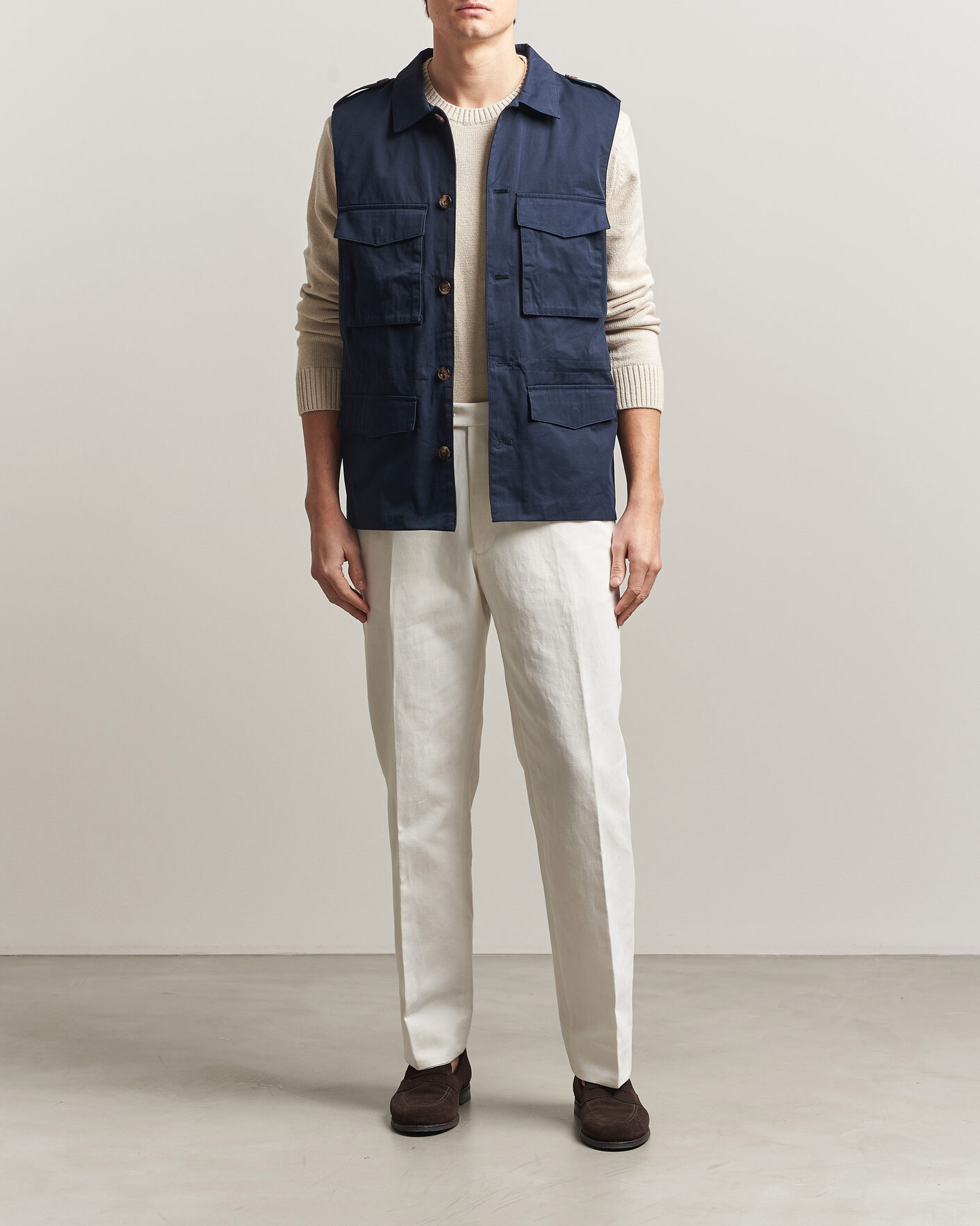 Herre | Veste | Stenströms | Cotton  Twill Vest Navy